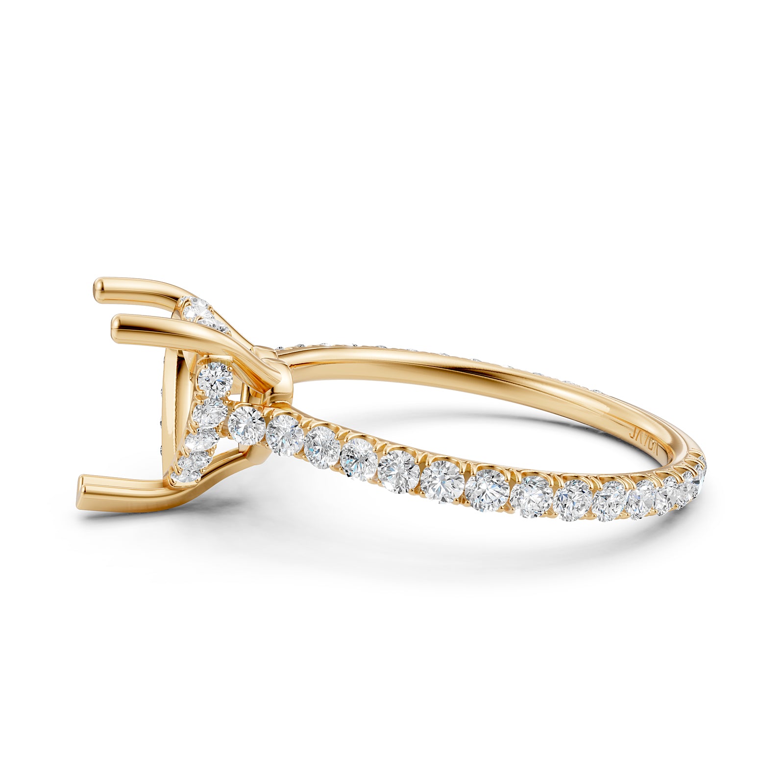 Hidden Halo U Pave Set Semi Mount Lab Grown Diamond Engagement Ring 0.47 Ct.