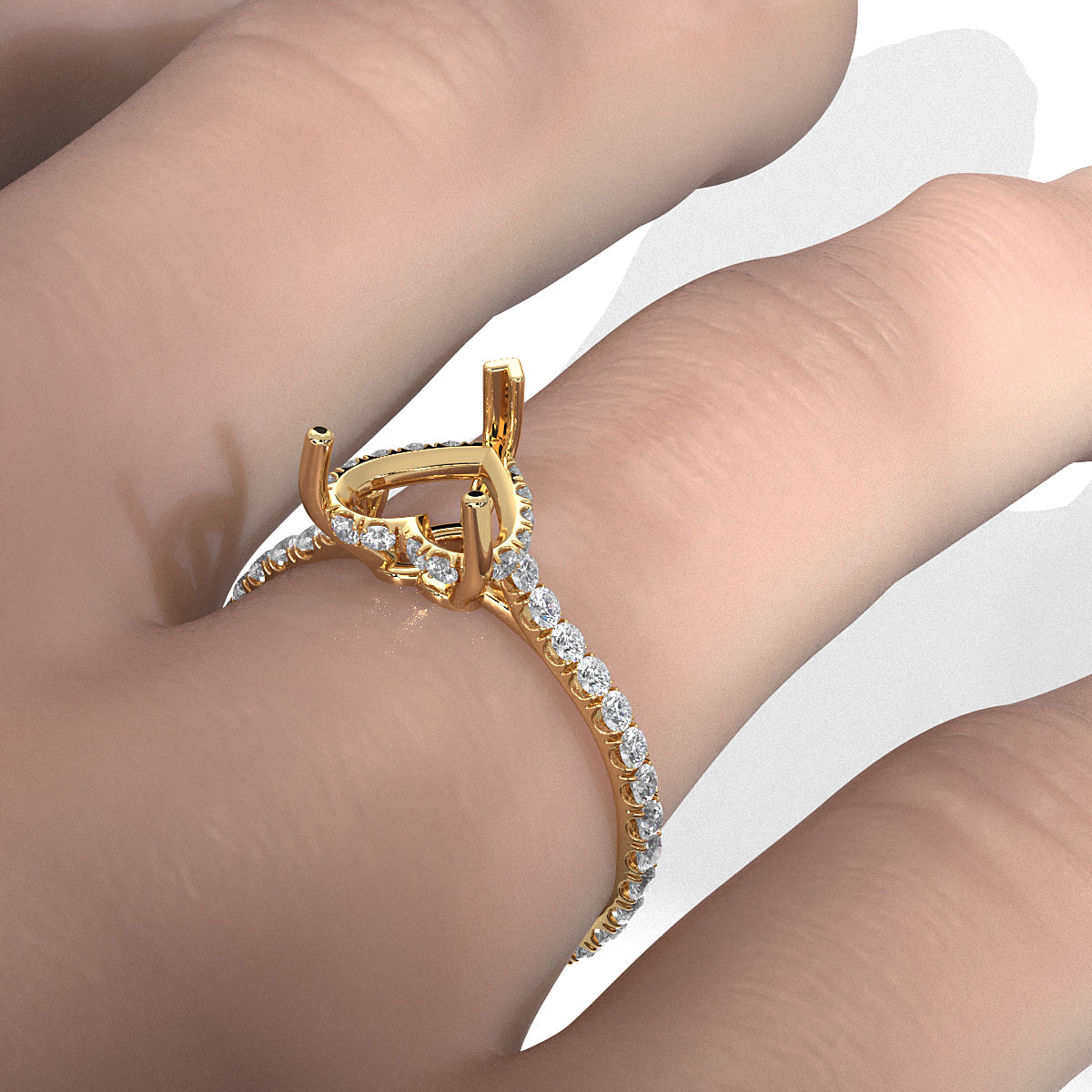 Hidden Halo U Pave Set Semi Mount Lab Grown Diamond Engagement Ring 0.47 Ct.