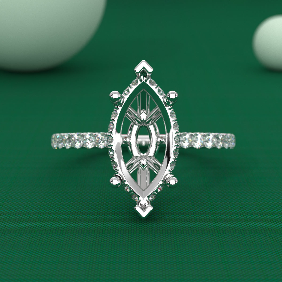 Hidden Halo U Pave Set Semi Mount Lab Grown Diamond Engagement Ring 0.47 Ct.