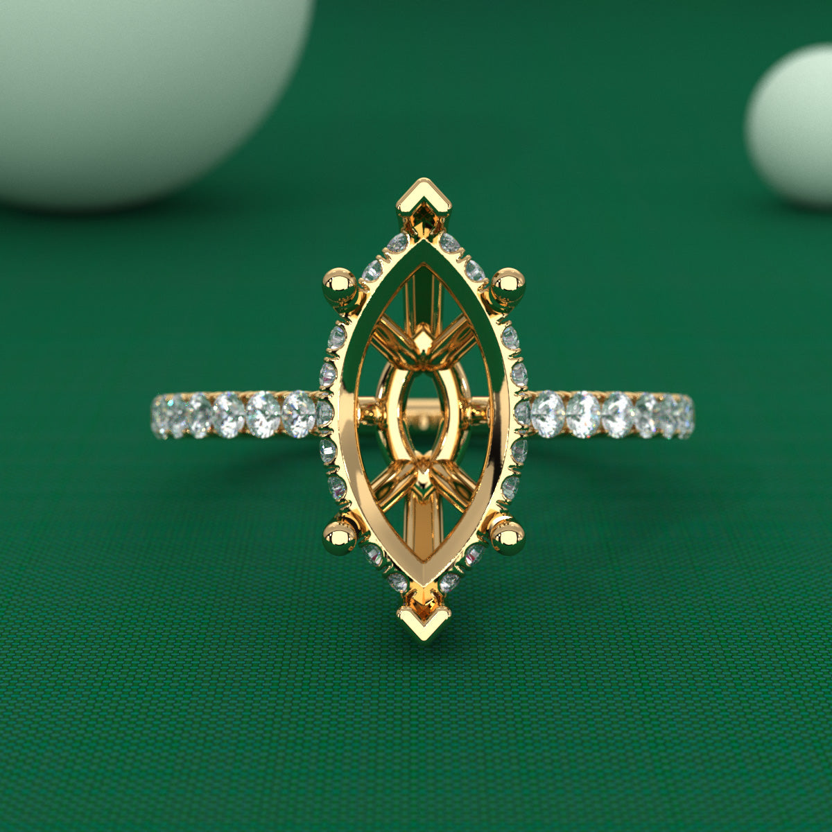 Hidden Halo U Pave Set Semi Mount Lab Grown Diamond Engagement Ring 0.47 Ct.