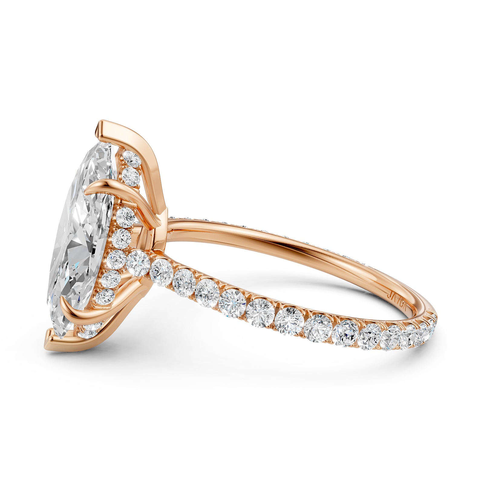 Hidden Halo U Pave Set Lab Grown Diamond Engagement Ring IGI Certified 2.47 Ctw.