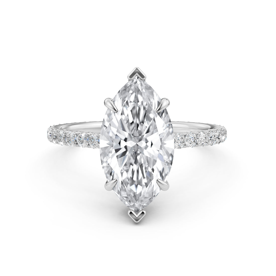 Hidden Halo French U Cut Pave Set Marquise Lab Grown Diamond Engagement Ring