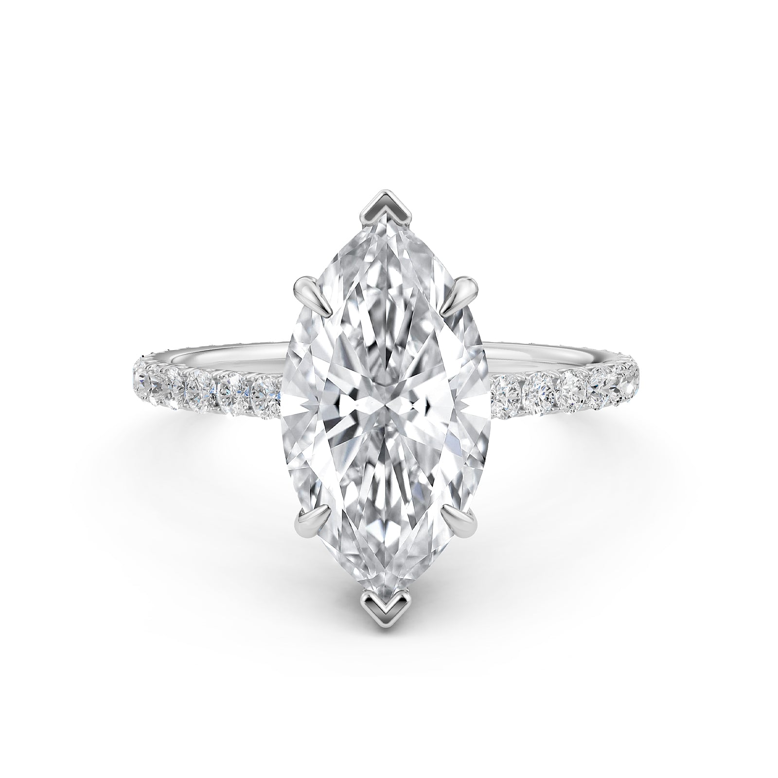 Hidden Halo U Pave Set Lab Grown Diamond Engagement Ring IGI Certified 2.47 Ctw.