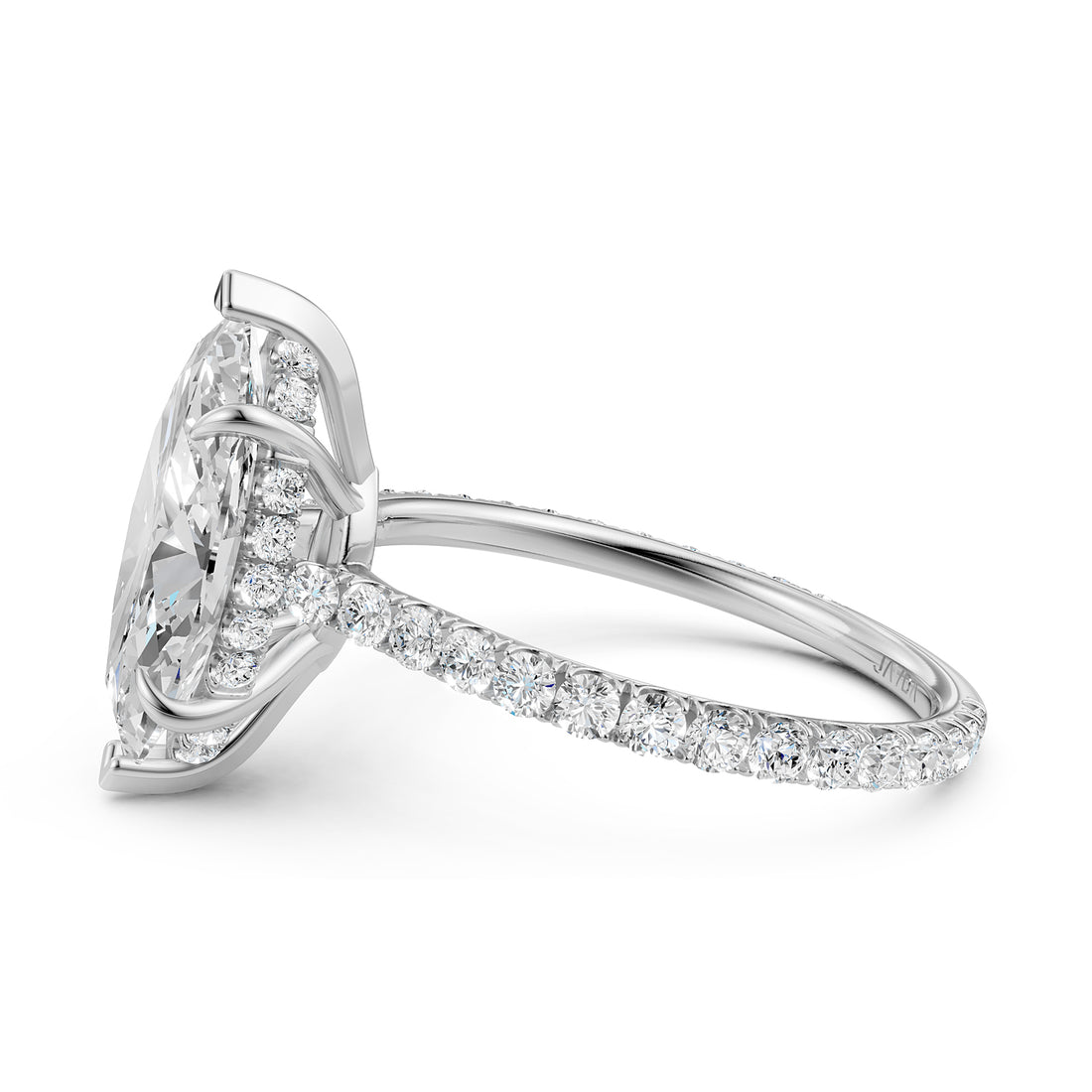Hidden Halo French U Cut Pave Set Marquise Lab Grown Diamond Engagement Ring