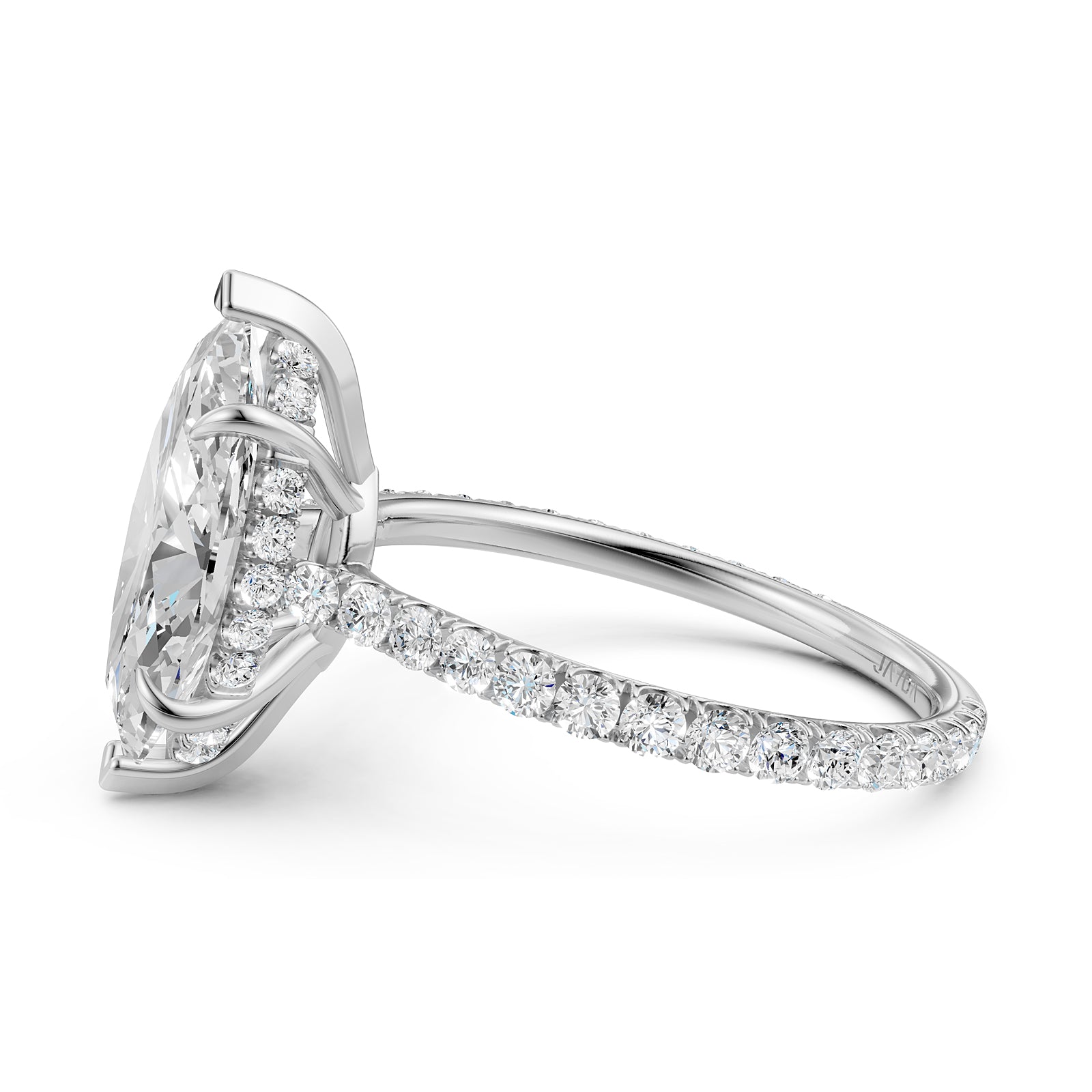 Hidden Halo U Pave Set Lab Grown Diamond Engagement Ring IGI Certified 2.47 Ctw.