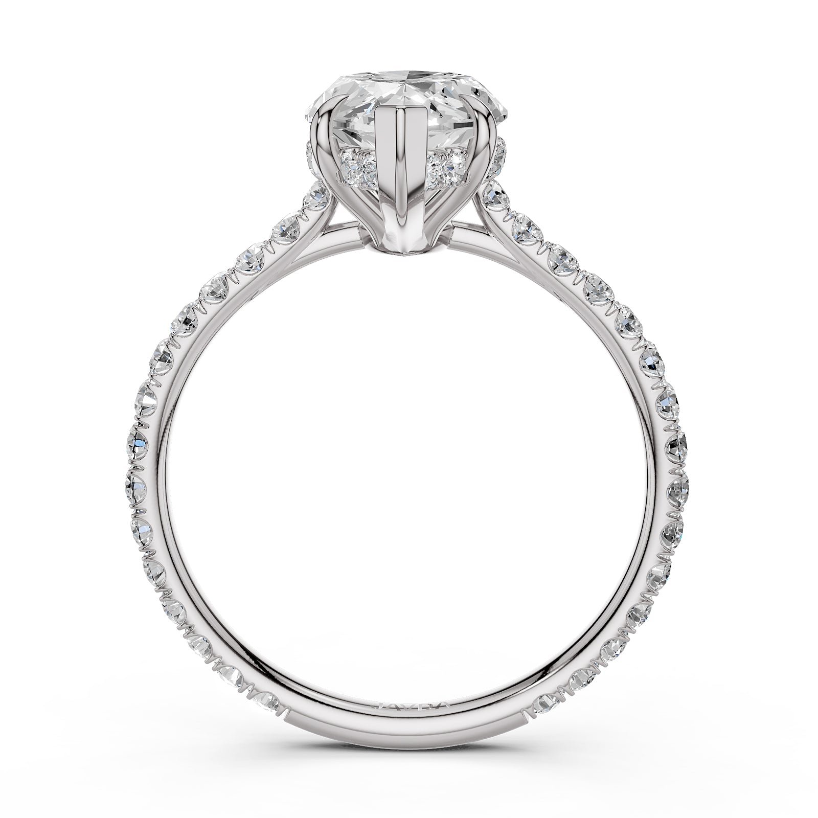 Hidden Halo U Pave Set Lab Grown Diamond Engagement Ring IGI Certified 2.47 Ctw.