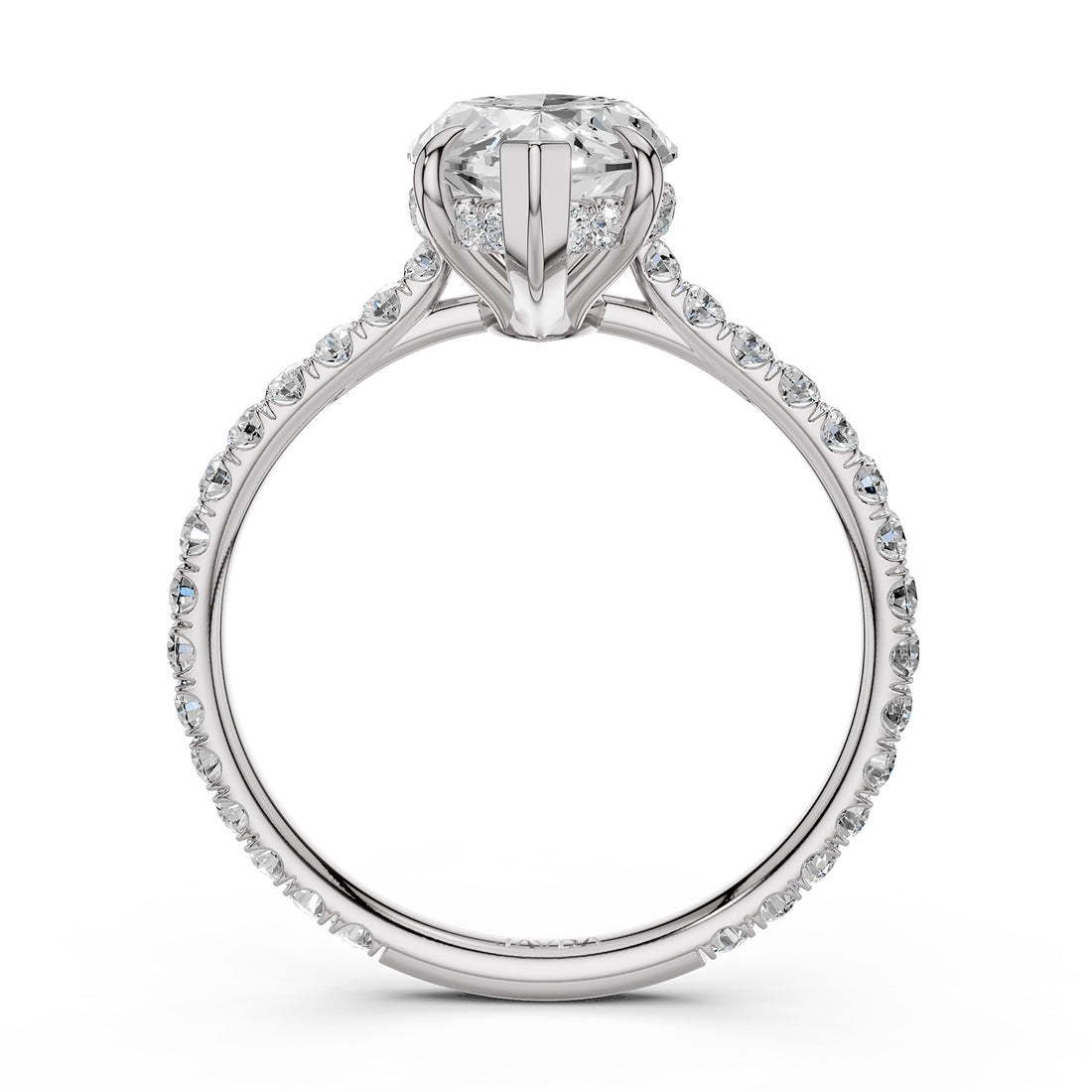 Hidden Halo U Pave Set Lab Grown Diamond Engagement Ring IGI Certified 2.47 Ctw.