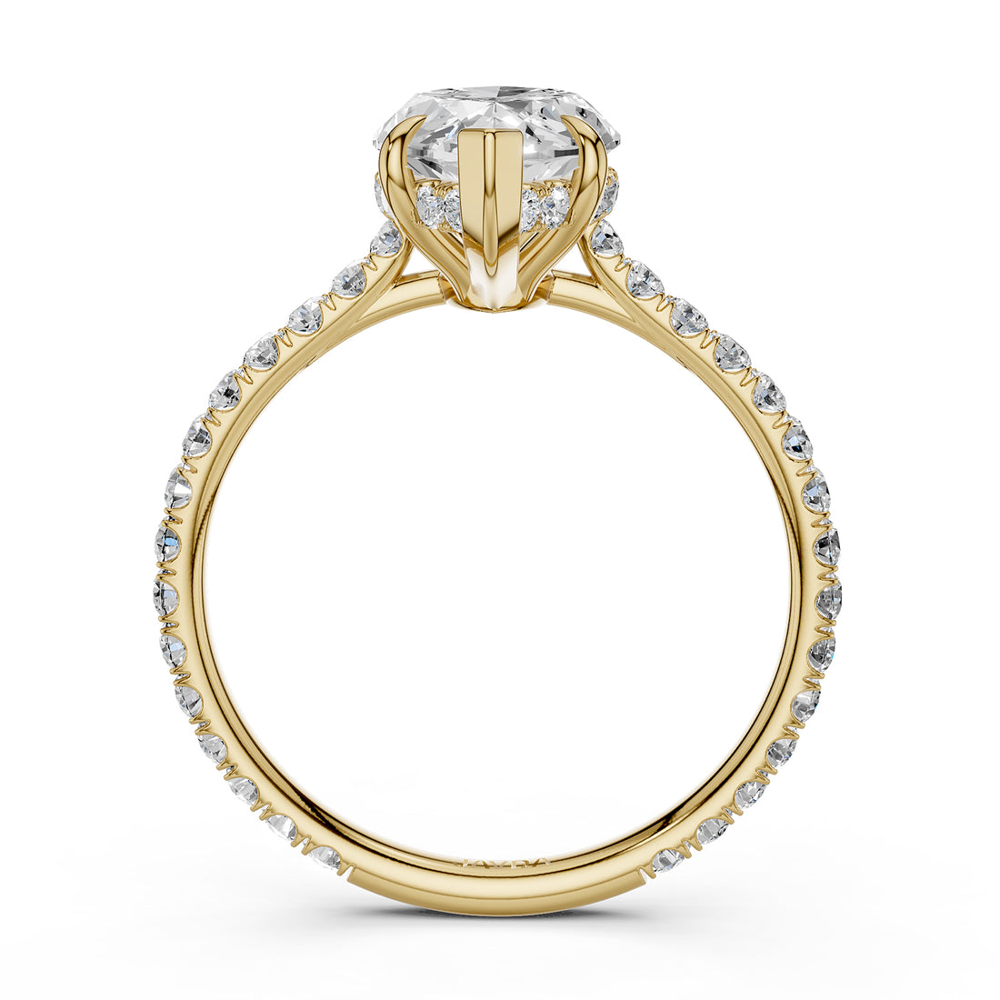 Hidden Halo U Pave Set Lab Grown Diamond Engagement Ring IGI Certified 2.47 Ctw.