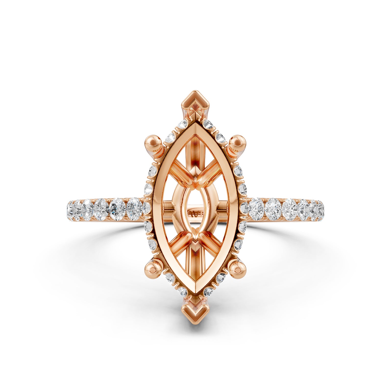 Hidden Halo U Pave Set Semi Mount Lab Grown Diamond Engagement Ring 0.47 Ct.