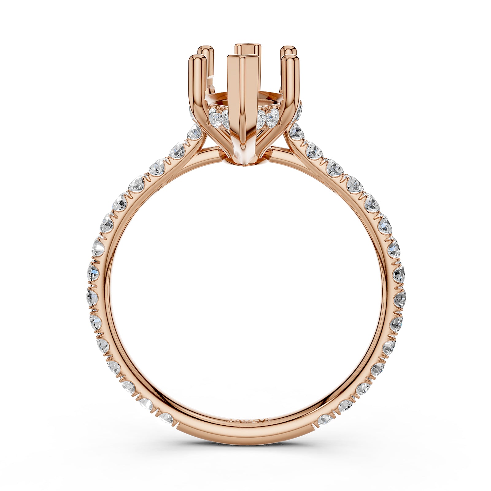 Hidden Halo U Pave Set Semi Mount Lab Grown Diamond Engagement Ring 0.47 Ct.