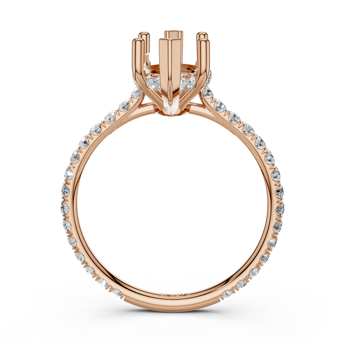 Hidden Halo U Pave Set Semi Mount Lab Grown Diamond Engagement Ring 0.47 Ct.