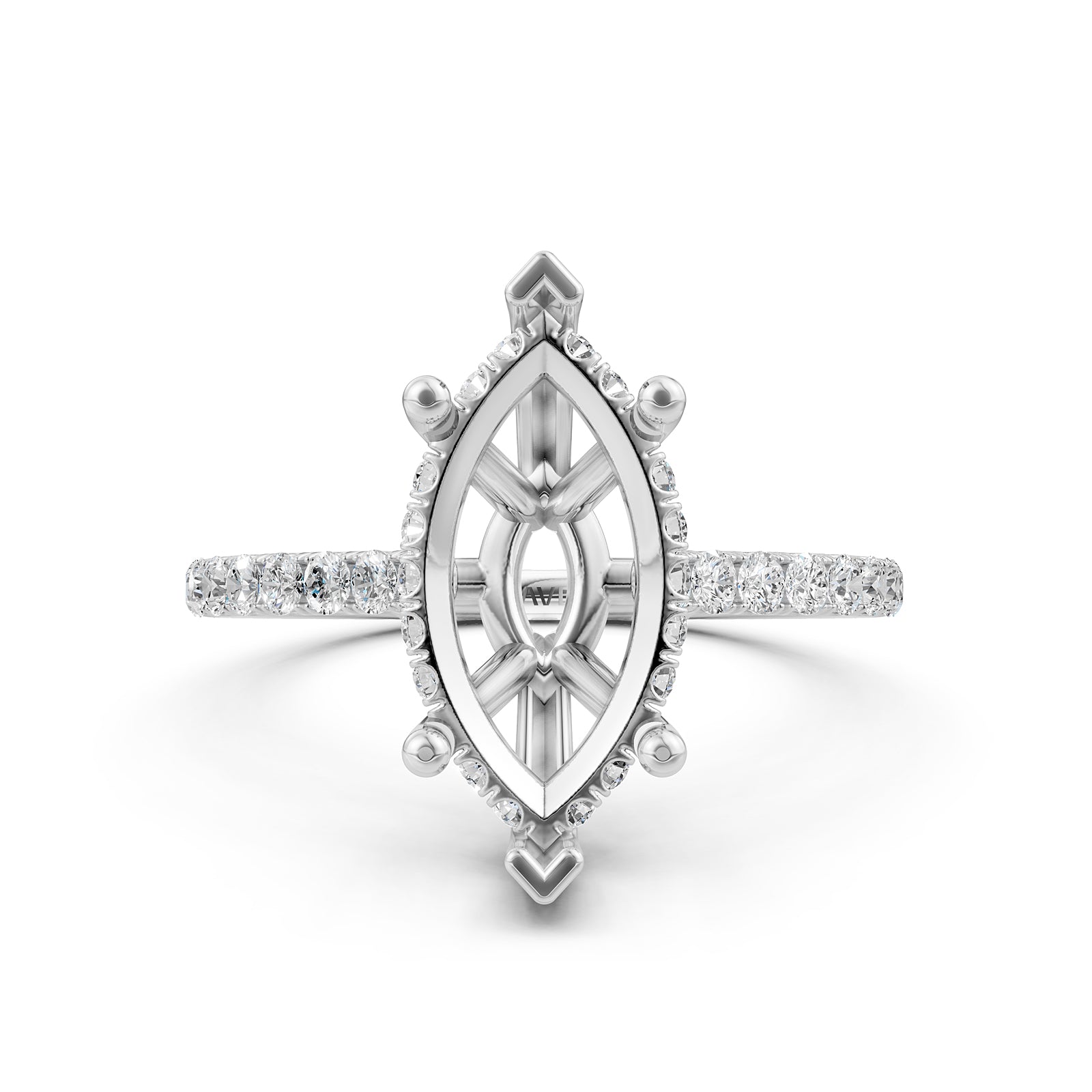 Hidden Halo U Pave Set Semi Mount Lab Grown Diamond Engagement Ring 0.47 Ct.