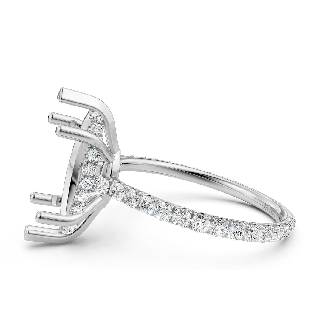 Hidden Halo U Pave Set Semi Mount Lab Grown Diamond Engagement Ring 0.47 Ct.