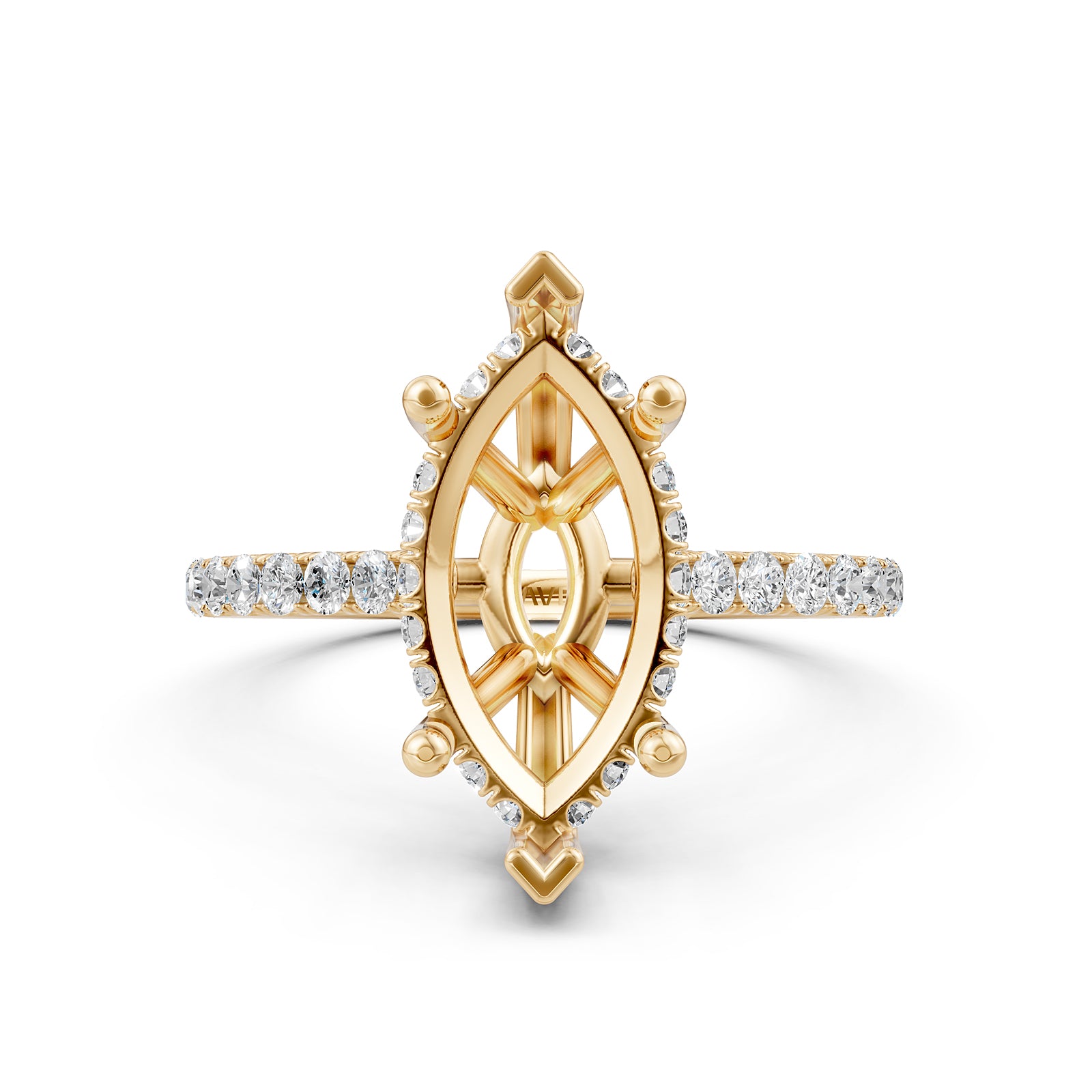 Hidden Halo U Pave Set Semi Mount Lab Grown Diamond Engagement Ring 0.47 Ct.