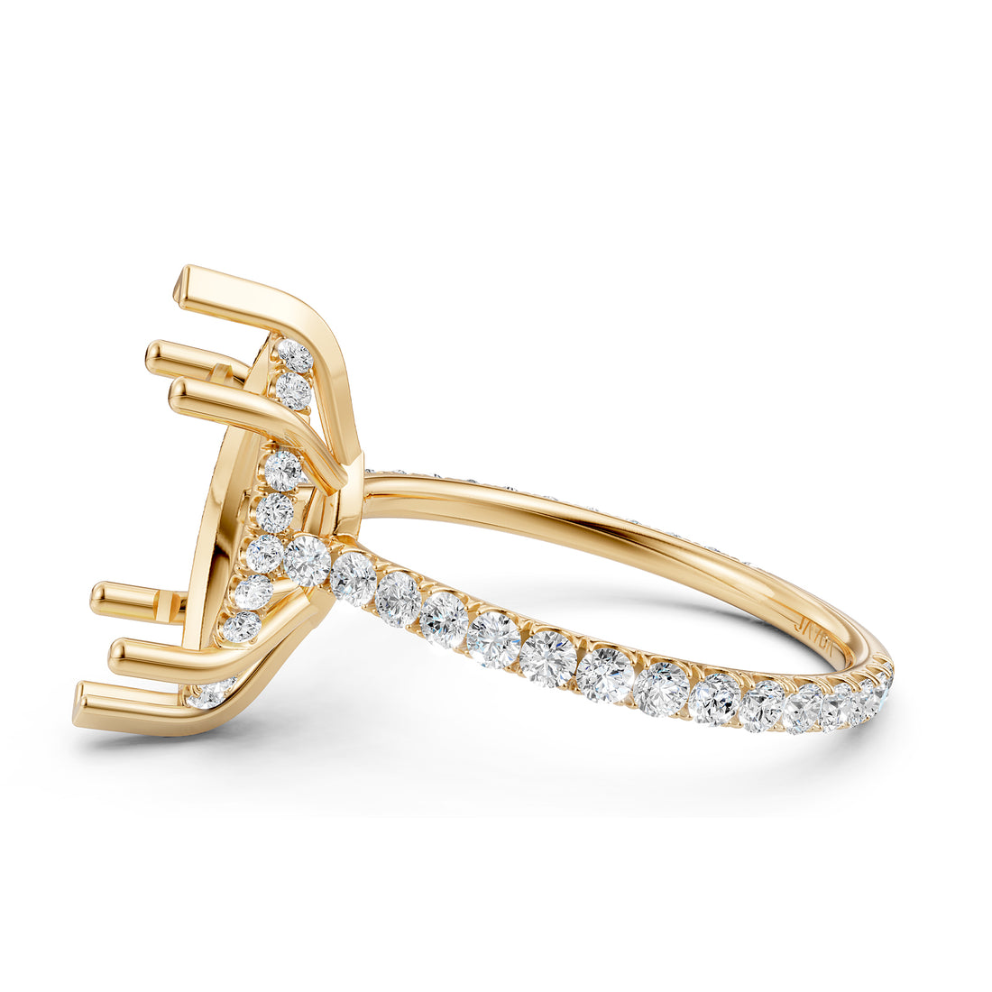 Hidden Halo U Pave Set Semi Mount Lab Grown Diamond Engagement Ring 0.47 Ct.