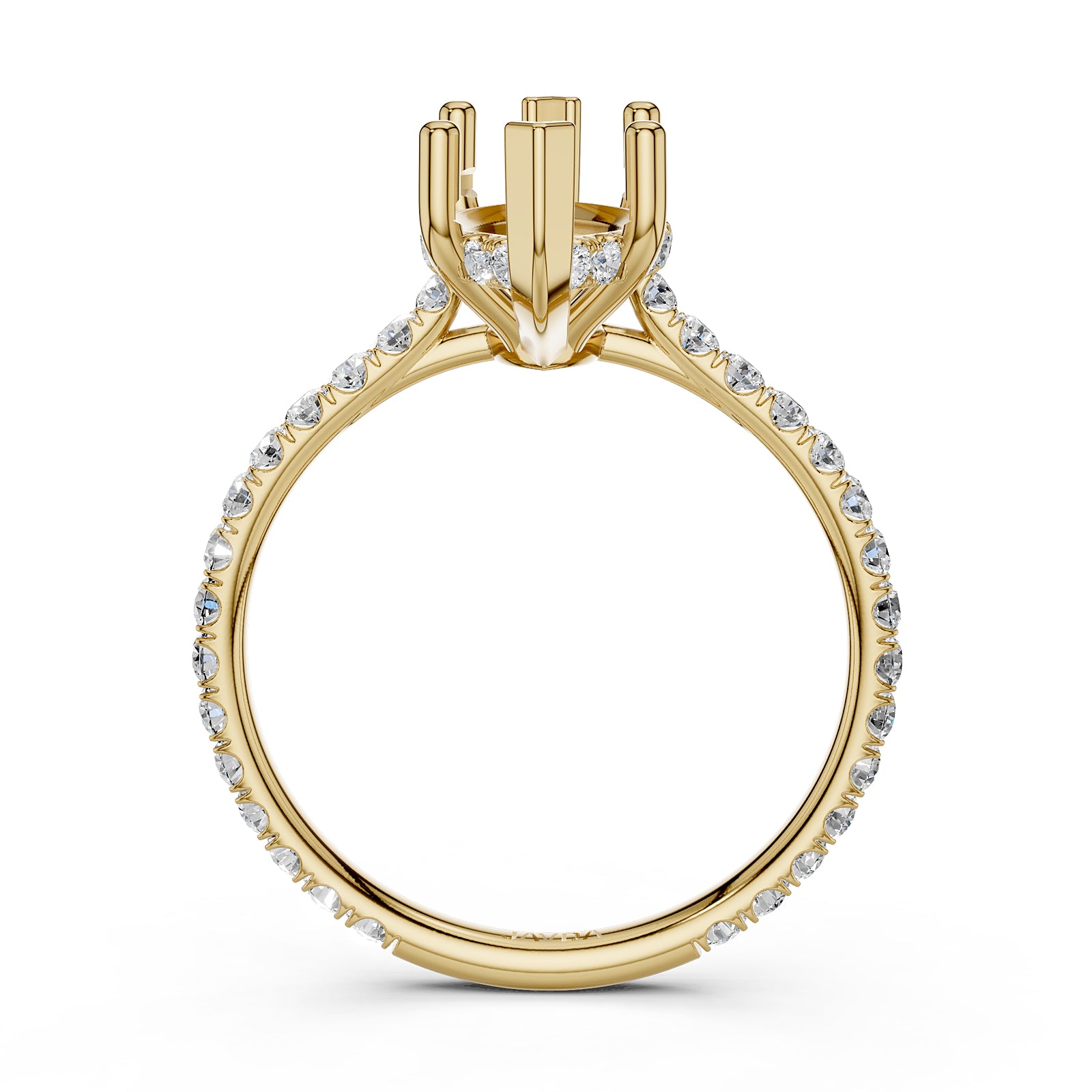 Hidden Halo U Pave Set Semi Mount Lab Grown Diamond Engagement Ring 0.47 Ct.