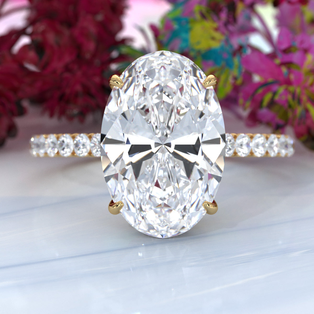 Hidden Halo U Pave Set Lab Grown Diamond Engagement Ring IGI Certified 2.47 Ctw.