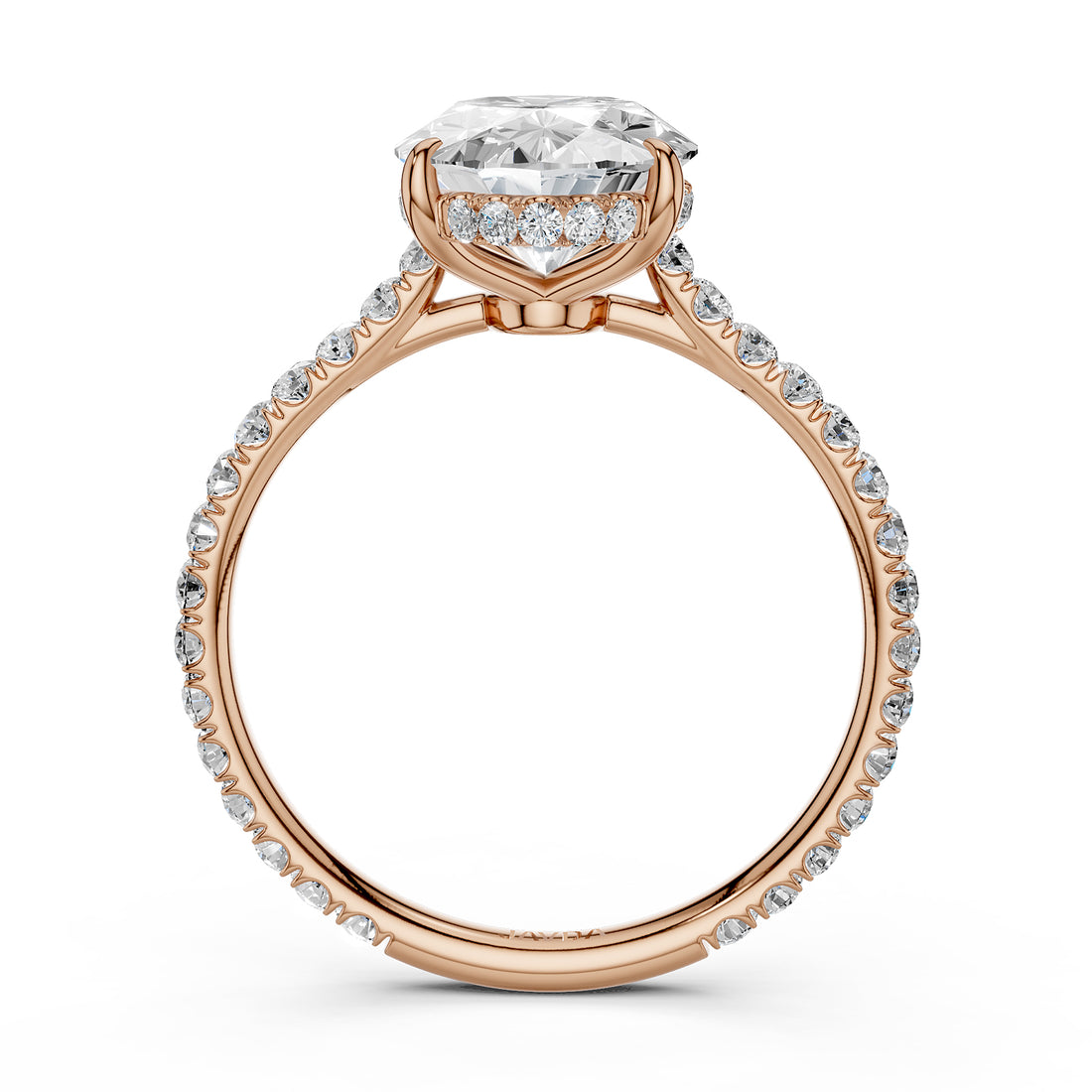 Hidden Halo French U Cut Pave Set Oval Lab Grown Diamond Engagement Ring