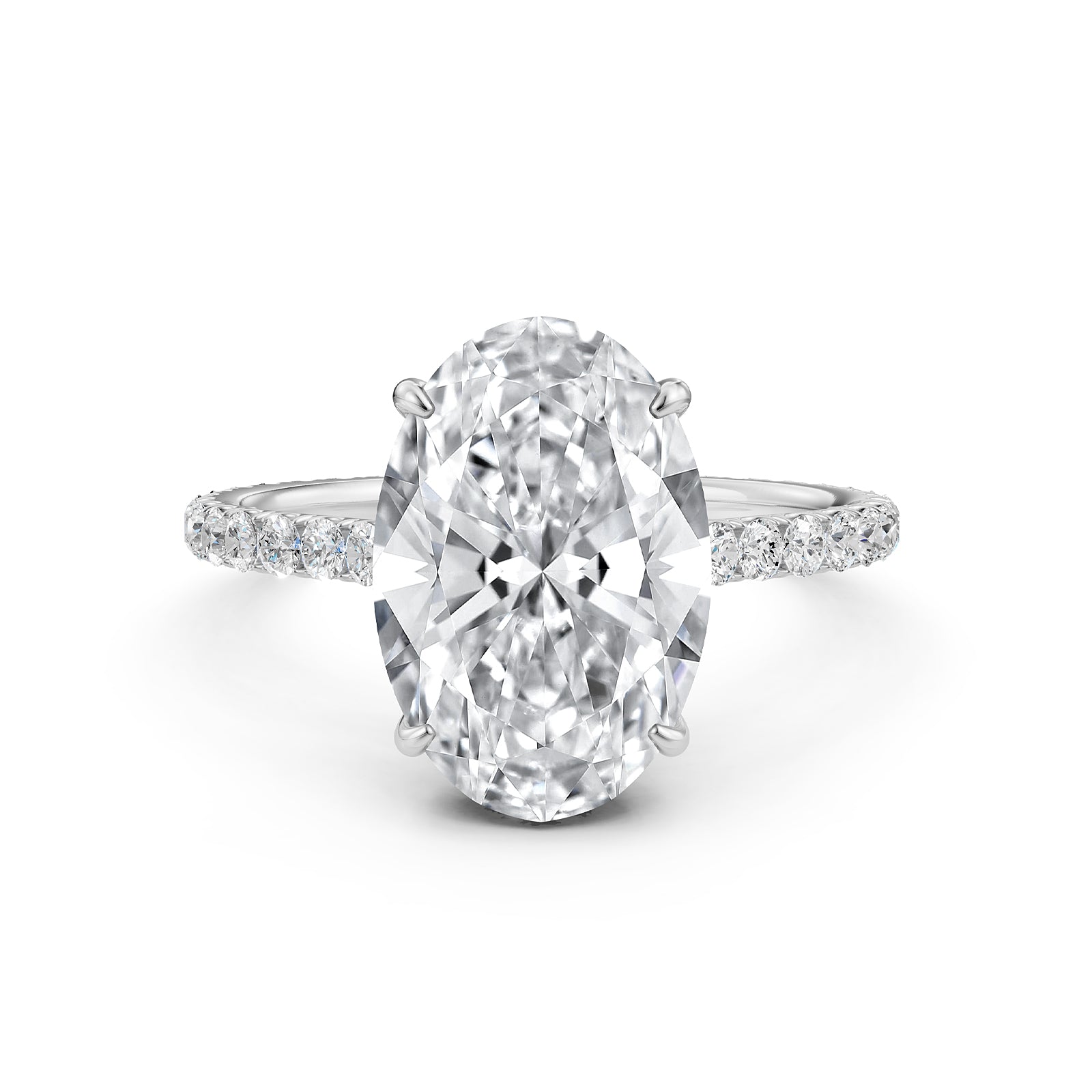 Hidden Halo U Pave Set Lab Grown Diamond Engagement Ring IGI Certified 2.47 Ctw.