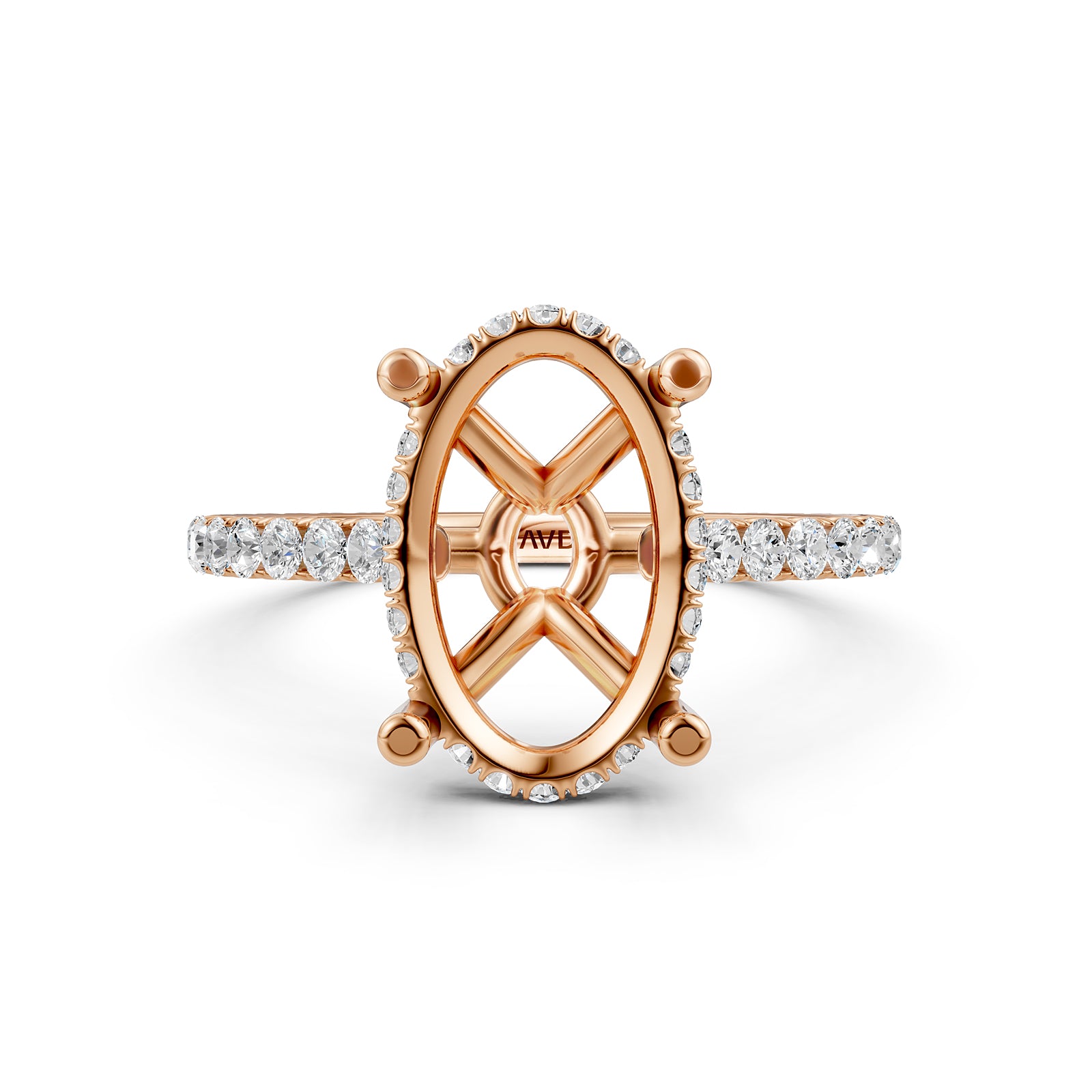 Hidden Halo U Pave Set Semi Mount Lab Grown Diamond Engagement Ring 0.47 Ct.