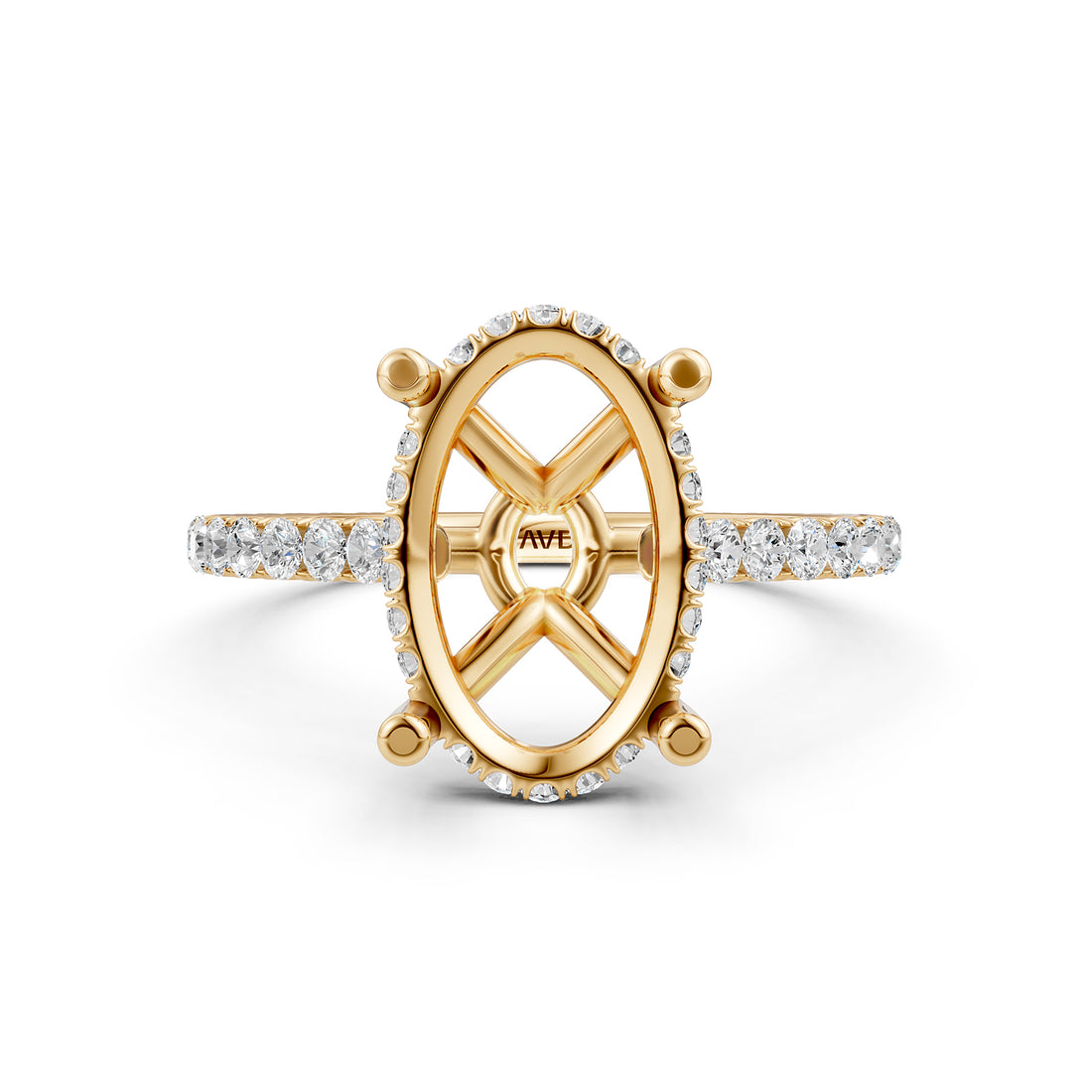 Hidden Halo U Pave Set Semi Mount Lab Grown Diamond Engagement Ring 0.47 Ct.