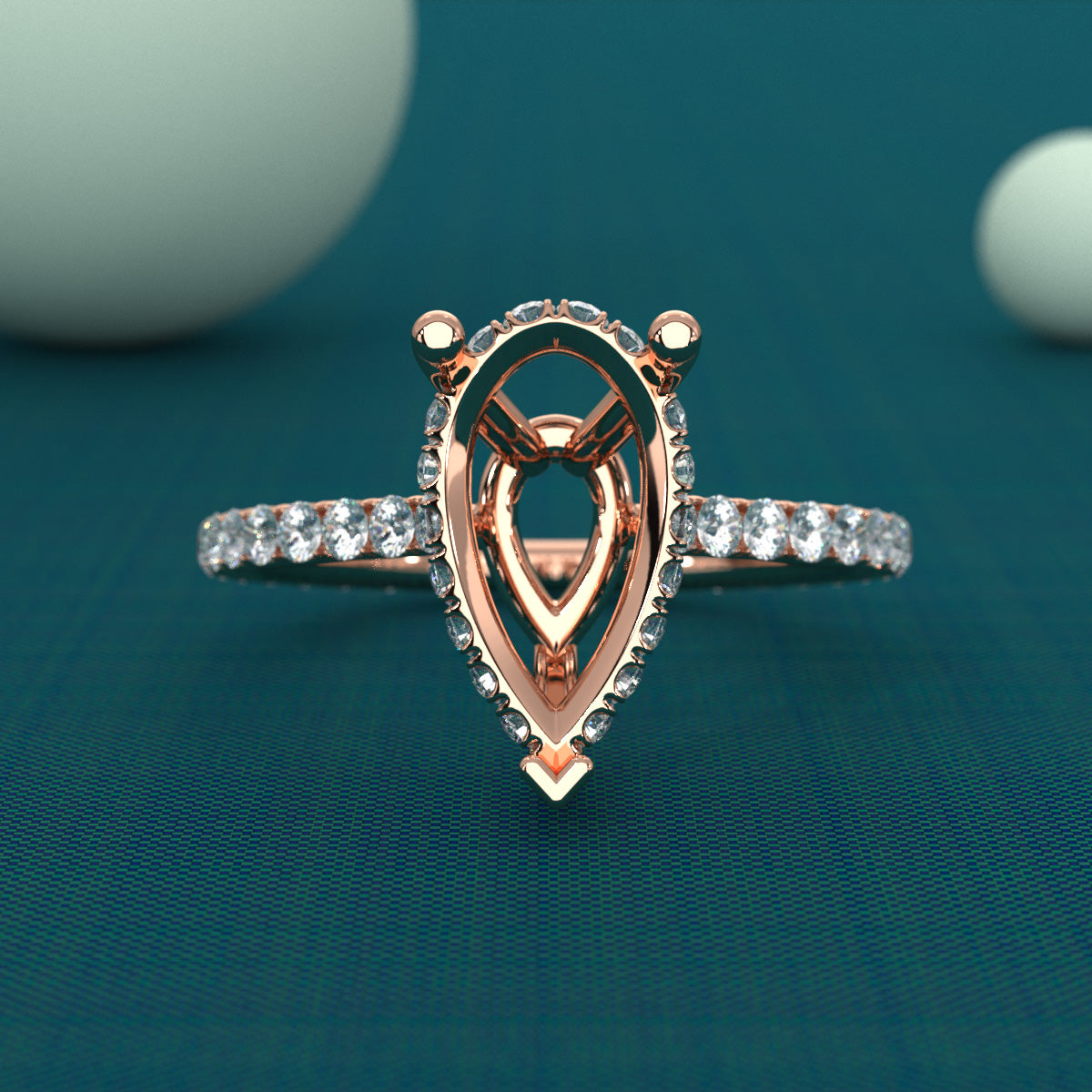 Hidden Halo U Pave Set Semi Mount Lab Grown Diamond Engagement Ring 0.47 Ct.