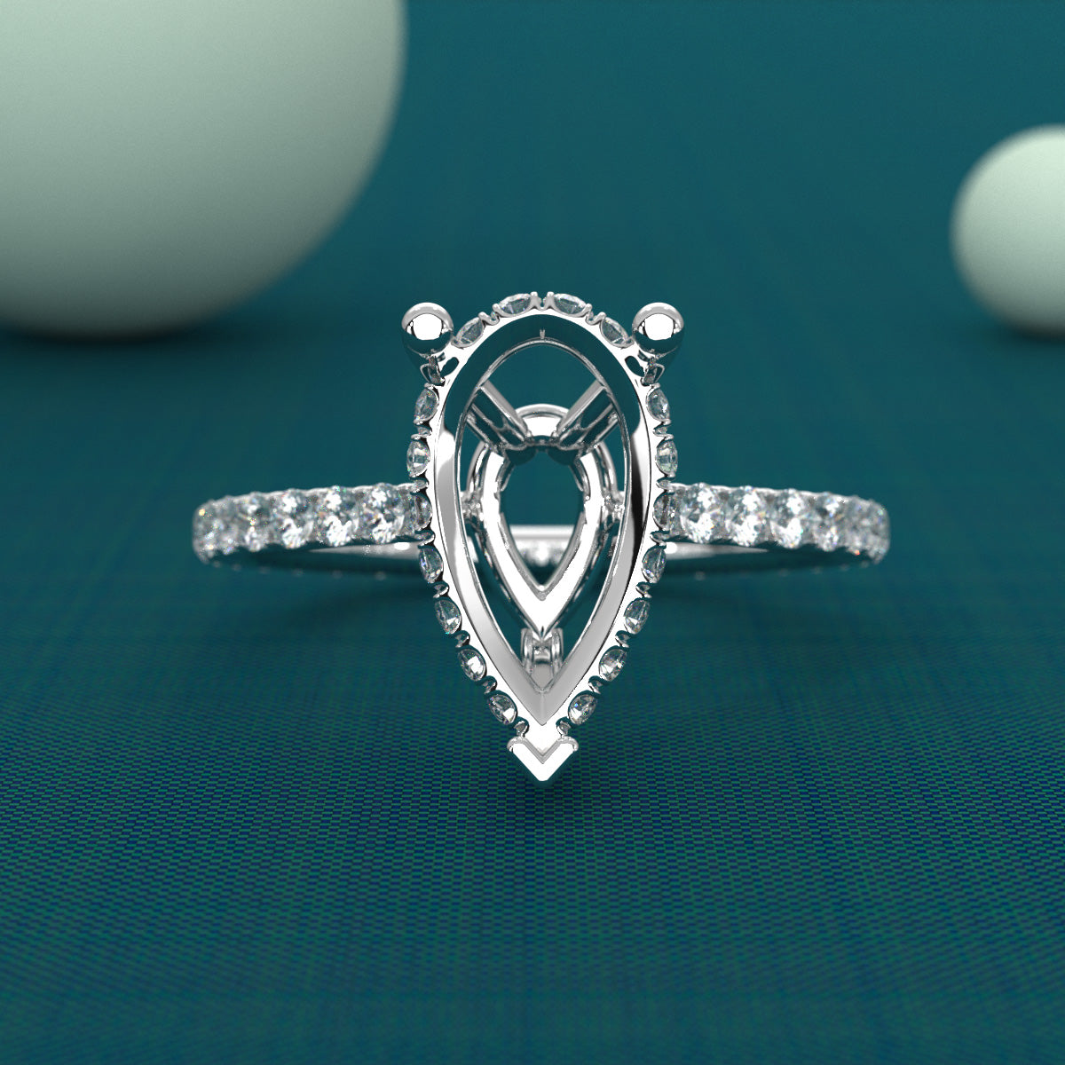 Hidden Halo U Pave Set Semi Mount Lab Grown Diamond Engagement Ring 0.47 Ct.