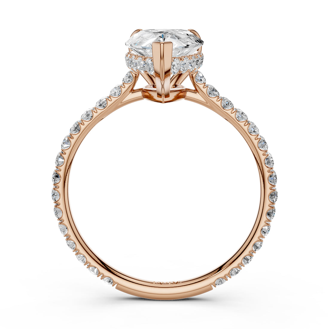 Hidden Halo French U Cut Pave Set Pear Lab Grown Diamond Engagement Ring