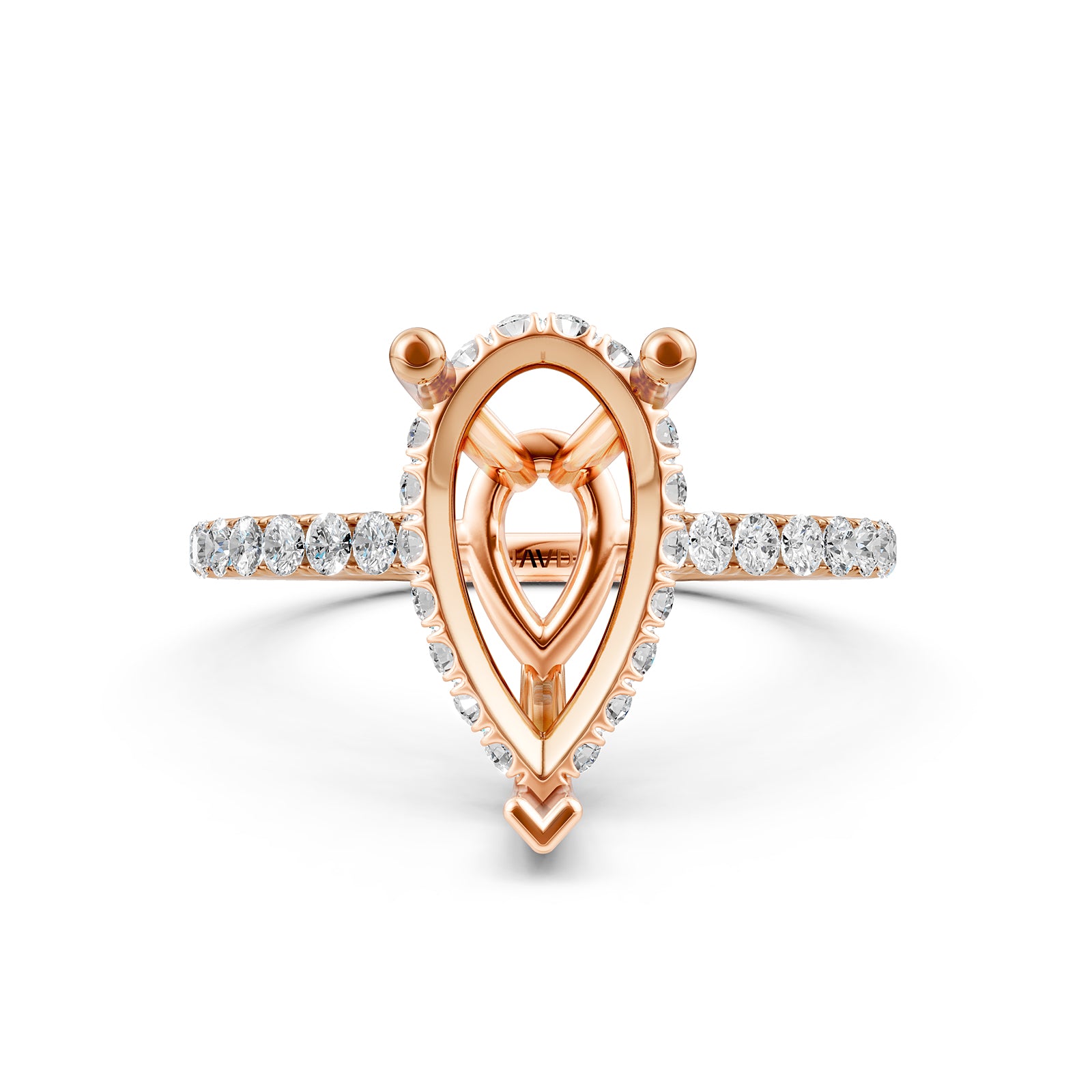 Hidden Halo U Pave Set Semi Mount Lab Grown Diamond Engagement Ring 0.47 Ct.