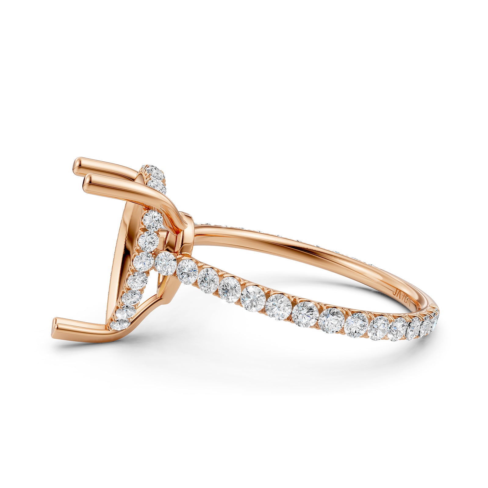 Hidden Halo U Pave Set Semi Mount Lab Grown Diamond Engagement Ring 0.47 Ct.