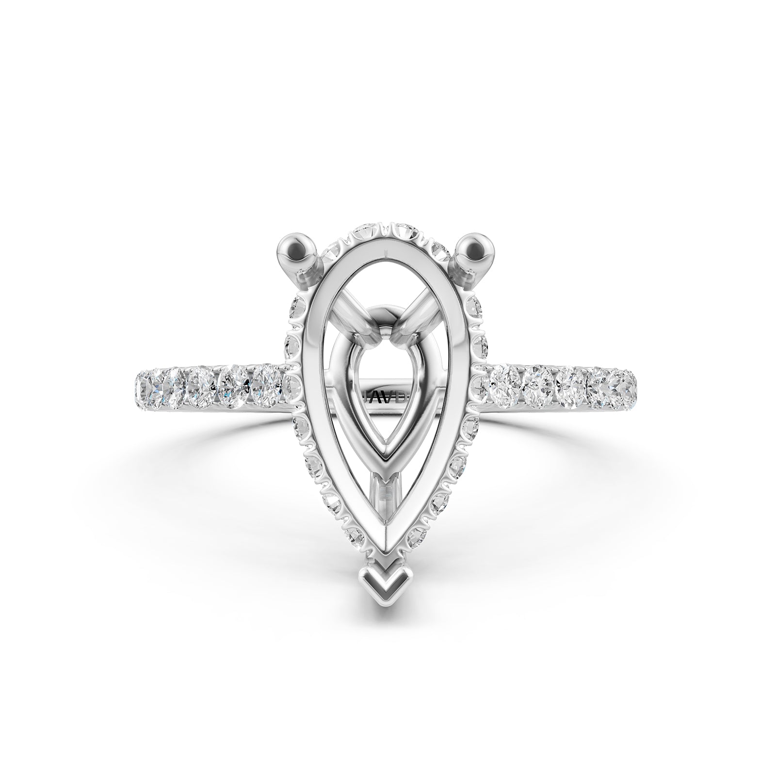 Hidden Halo U Pave Set Semi Mount Lab Grown Diamond Engagement Ring 0.47 Ct.