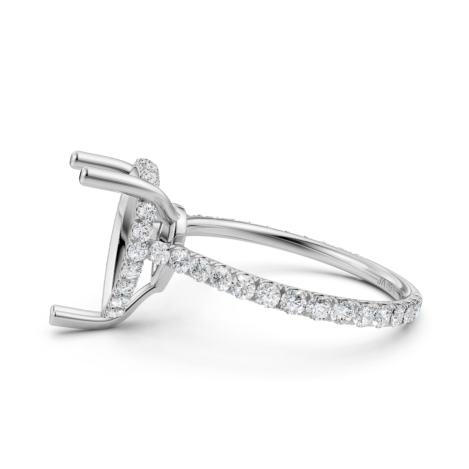 Hidden Halo U Pave Set Semi Mount Lab Grown Diamond Engagement Ring 0.47 Ct.