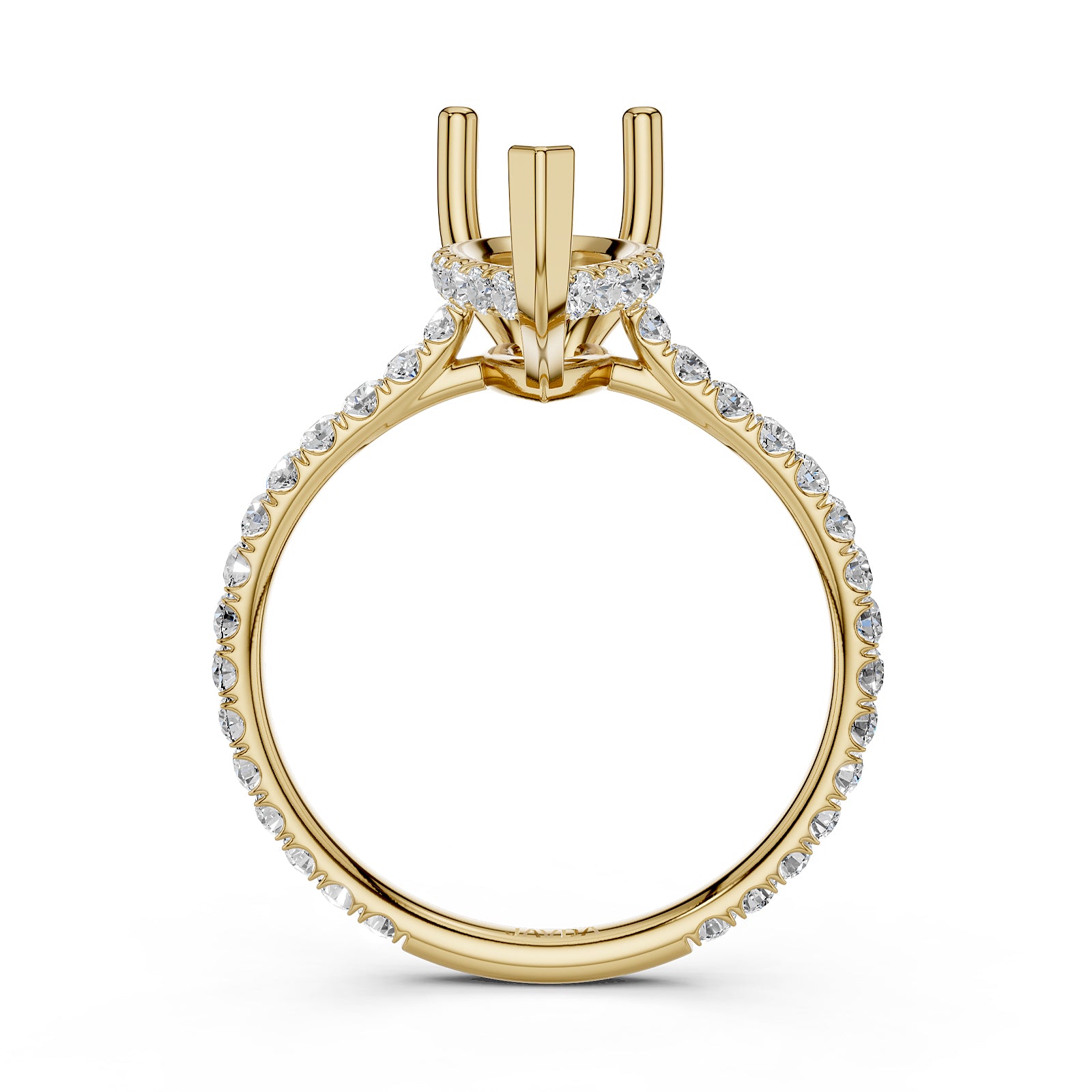 Hidden Halo U Pave Set Semi Mount Lab Grown Diamond Engagement Ring 0.47 Ct.