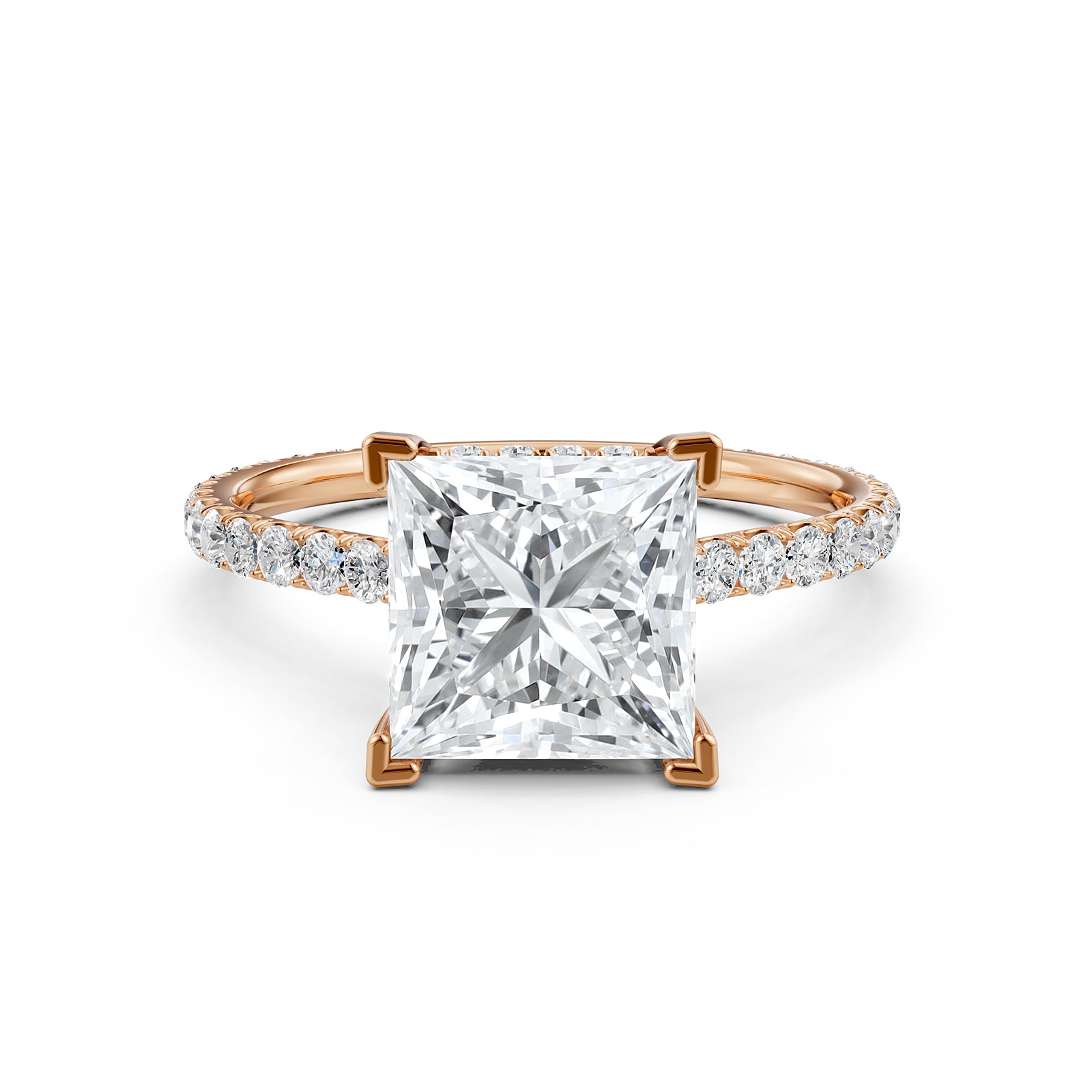 Hidden Halo U Pave Set Lab Grown Diamond Engagement Ring IGI Certified 2.47 Ctw.