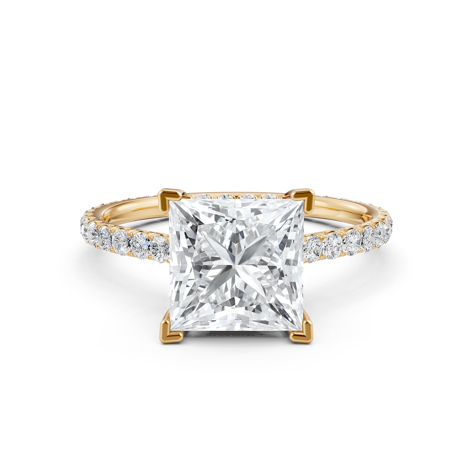 Hidden Halo U Pave Set Lab Grown Diamond Engagement Ring IGI Certified 2.47 Ctw.