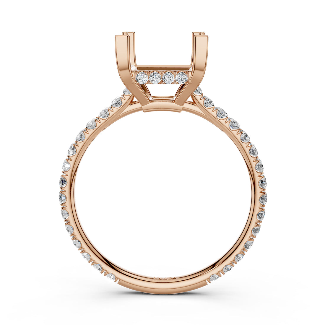 Hidden Halo U Pave Set Semi Mount Lab Grown Diamond Engagement Ring 0.47 Ct.
