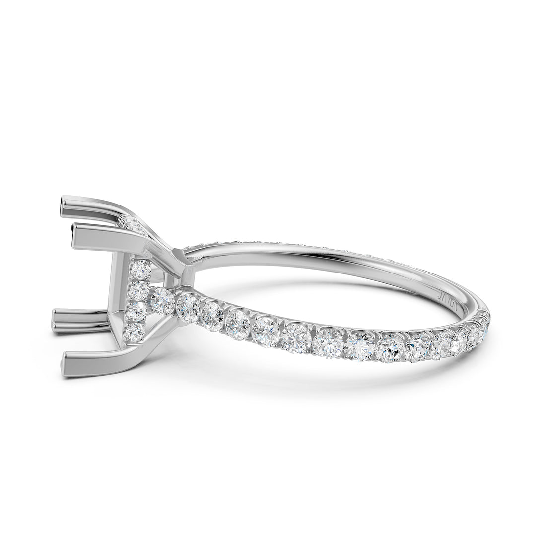 Hidden Halo U Pave Set Semi Mount Lab Grown Diamond Engagement Ring 0.47 Ct.