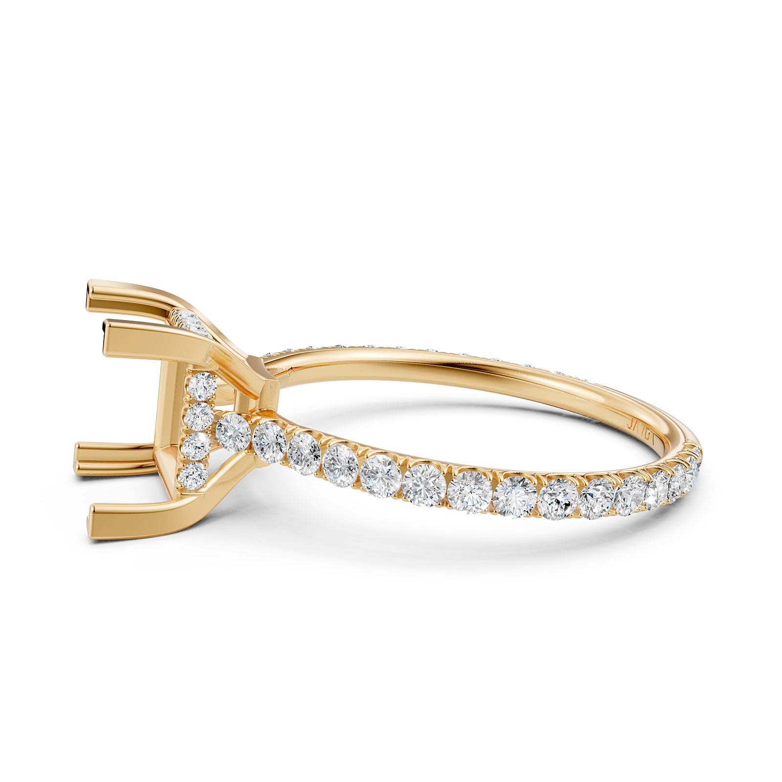 Hidden Halo U Pave Set Semi Mount Lab Grown Diamond Engagement Ring 0.47 Ct.