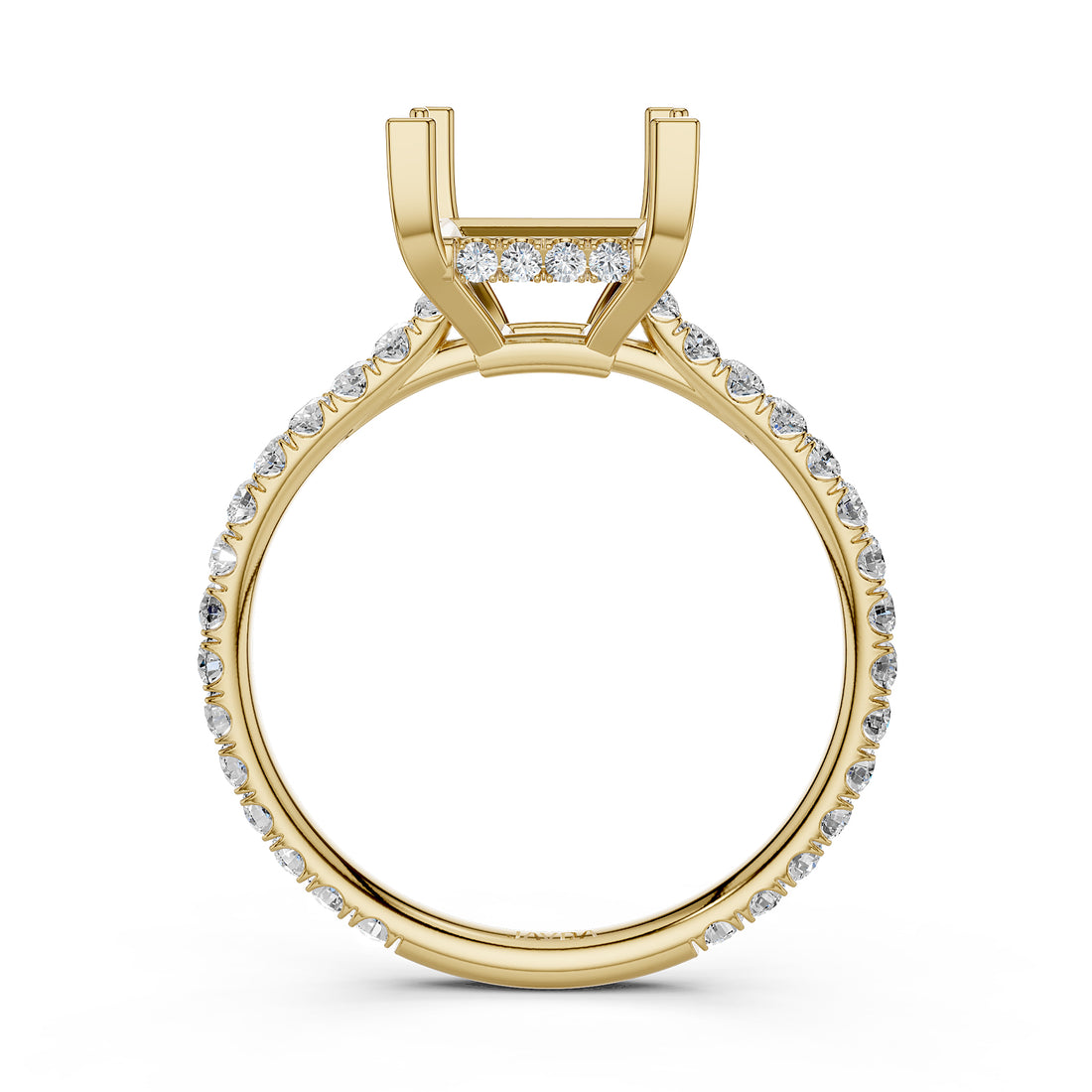 Hidden Halo U Pave Set Semi Mount Lab Grown Diamond Engagement Ring 0.47 Ct.