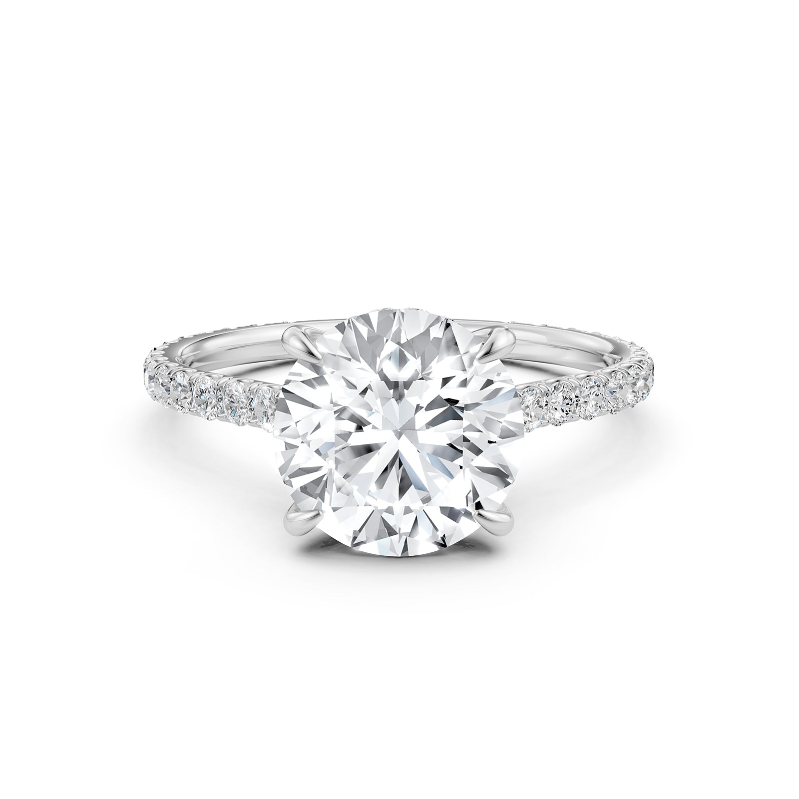 Hidden Halo french U Cut Pave Set Round Lab Grown Diamond Engagement Ring