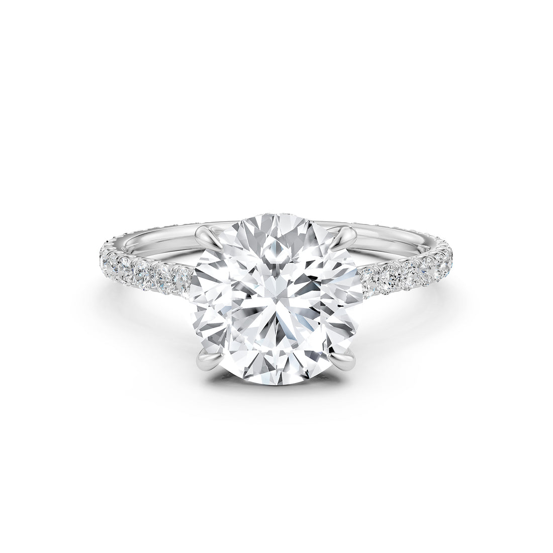 Hidden Halo french U Cut Pave Set Round Lab Grown Diamond Engagement Ring