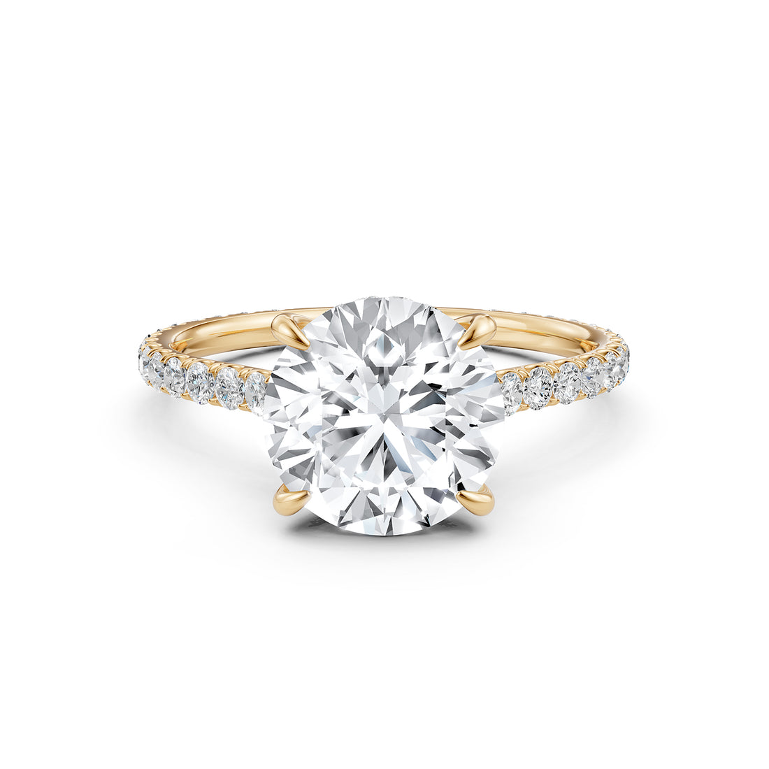 Hidden Halo french U Cut Pave Set Round Lab Grown Diamond Engagement Ring