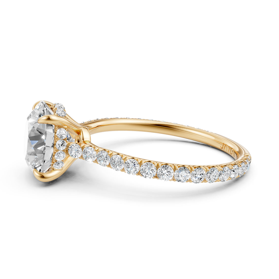 Hidden Halo U Pave Set Lab Grown Diamond Engagement Ring IGI Certified 2.47 Ctw.