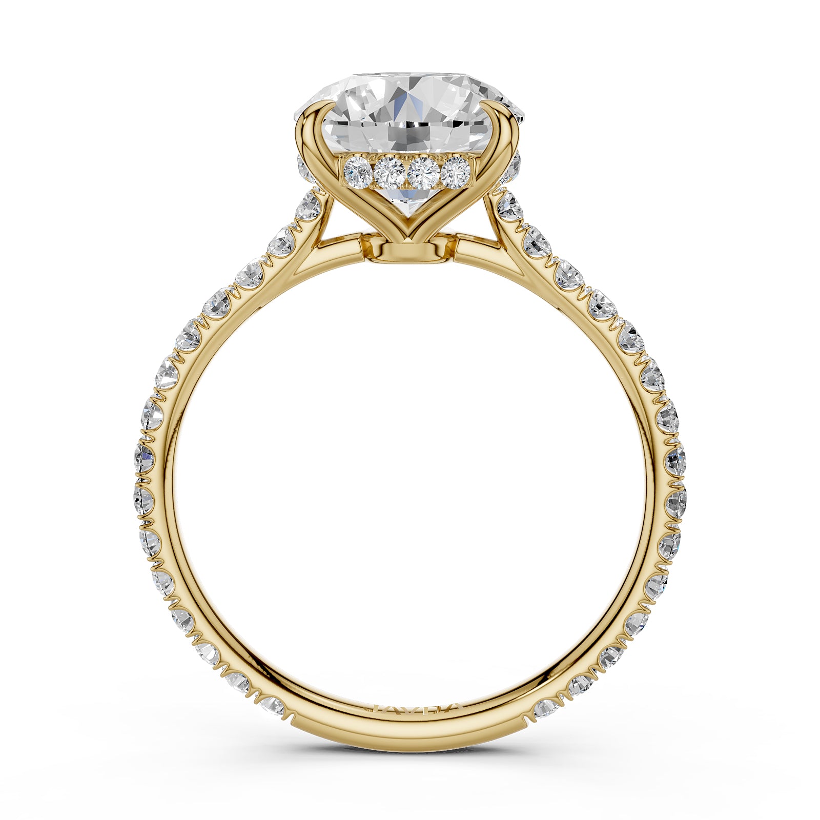 Hidden Halo U Pave Set Lab Grown Diamond Engagement Ring IGI Certified 2.47 Ctw.