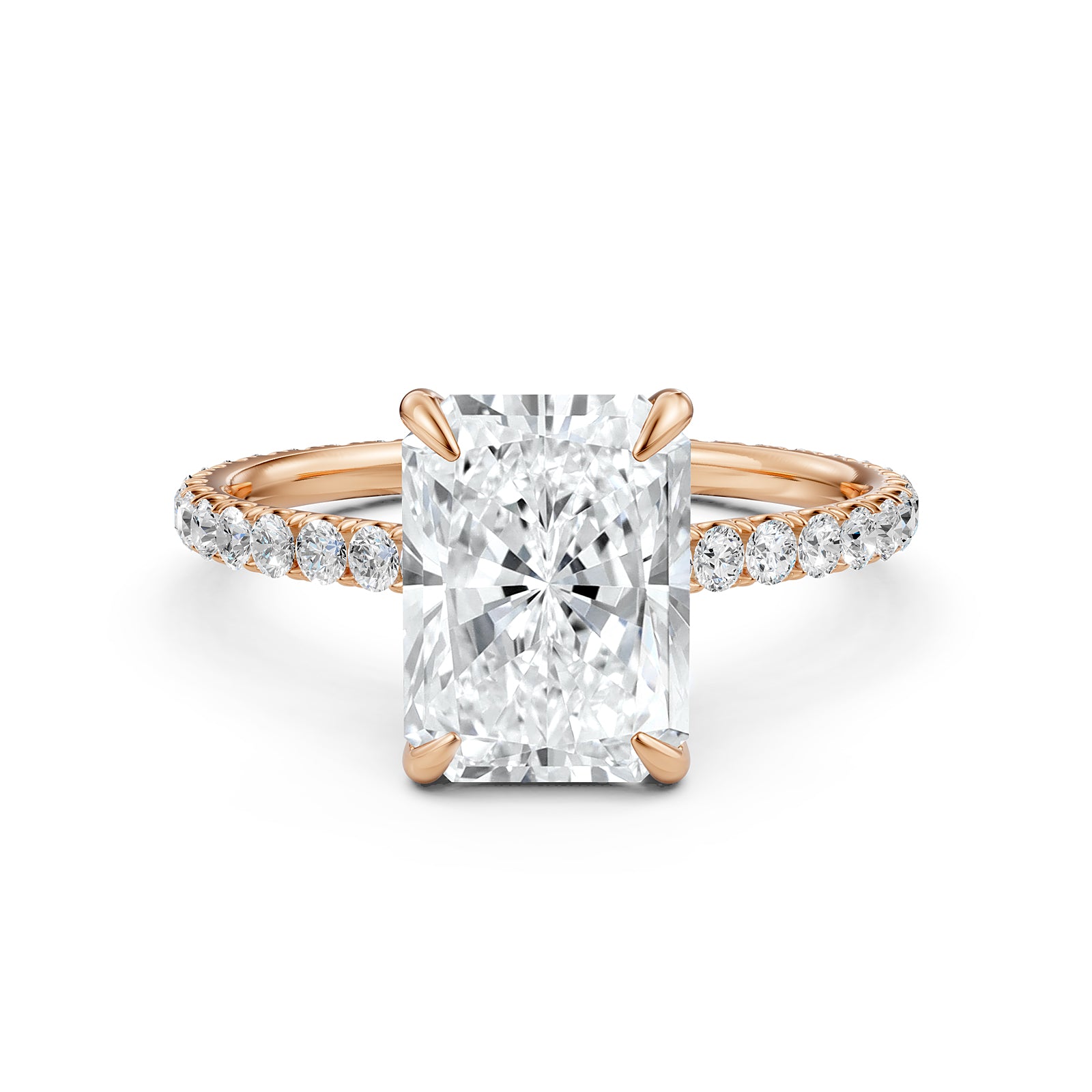 Hidden Halo U Pave Set Lab Grown Diamond Engagement Ring IGI Certified 2.47 Ctw.
