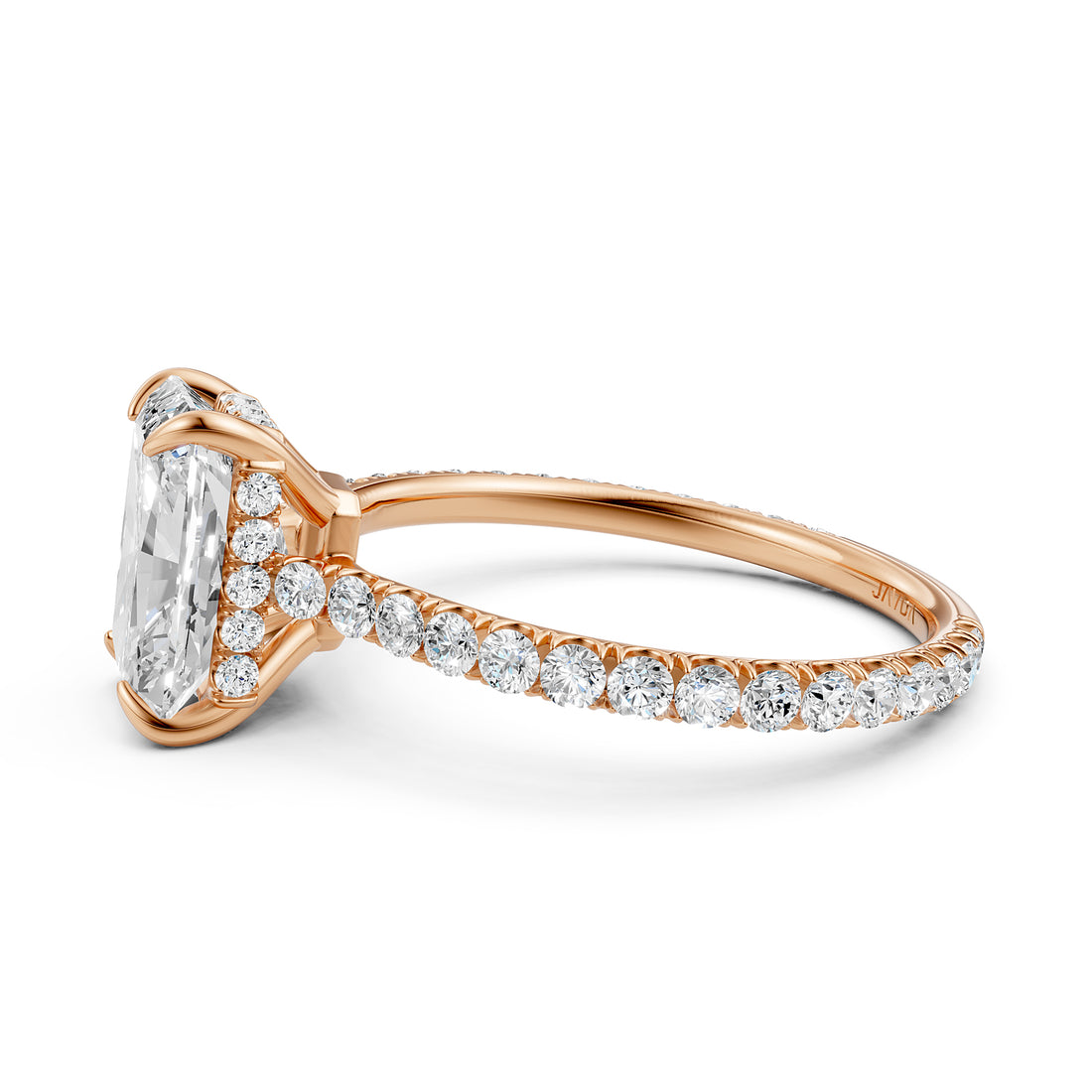 Hidden Halo U Pave Set Lab Grown Diamond Engagement Ring IGI Certified 2.47 Ctw.