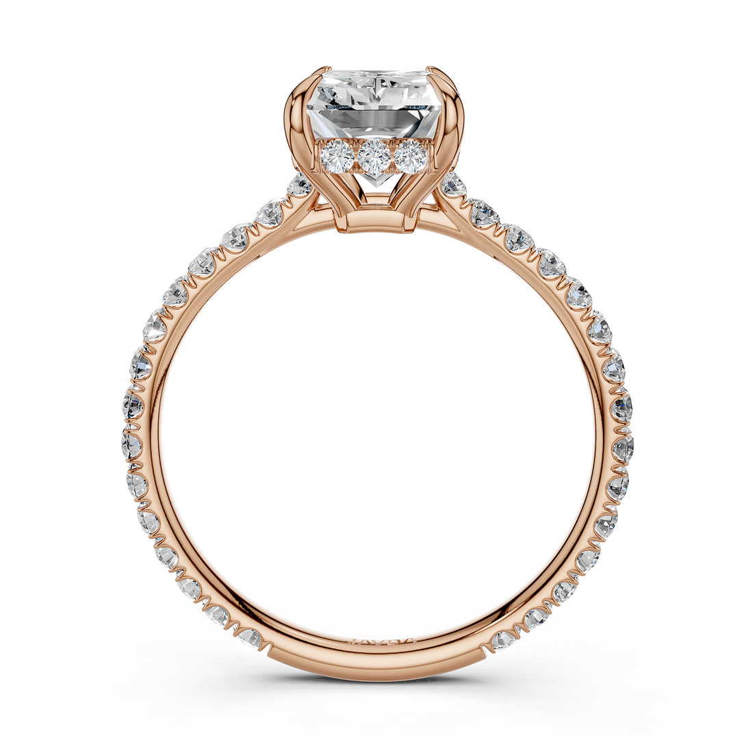 Hidden Halo U Pave Set Lab Grown Diamond Engagement Ring IGI Certified 2.47 Ctw.