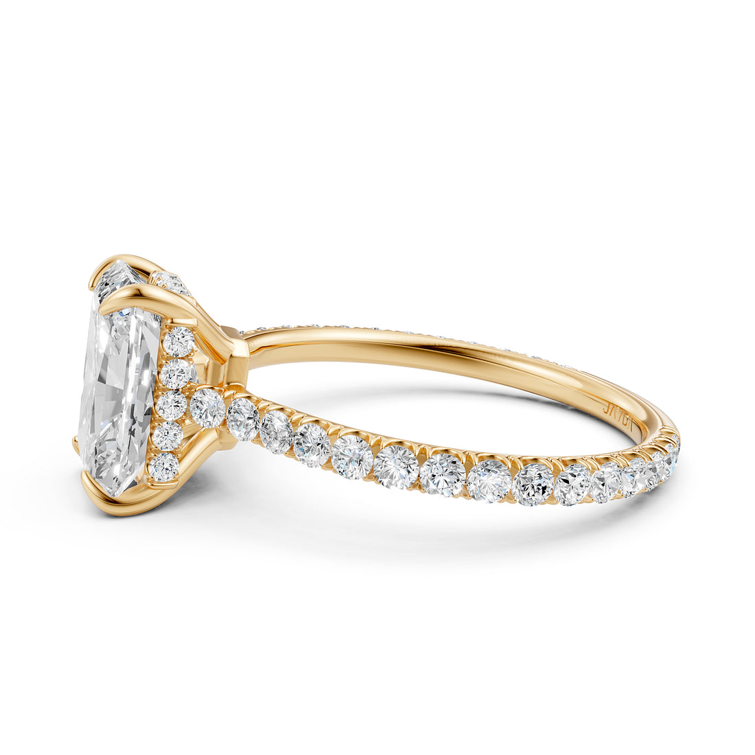Hidden Halo U Pave Set Lab Grown Diamond Engagement Ring IGI Certified 2.47 Ctw.
