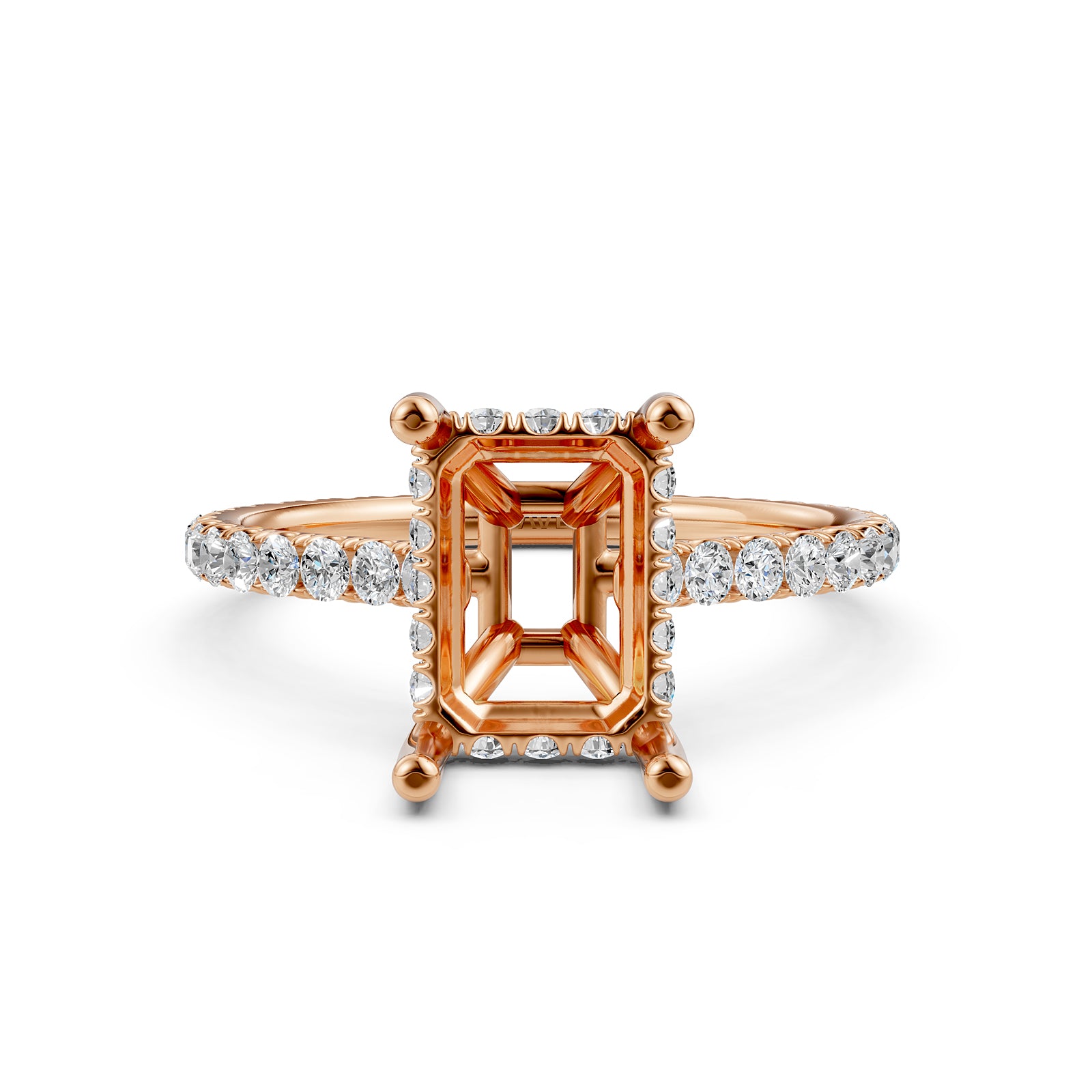 Hidden Halo U Pave Set Semi Mount Lab Grown Diamond Engagement Ring 0.47 Ct.