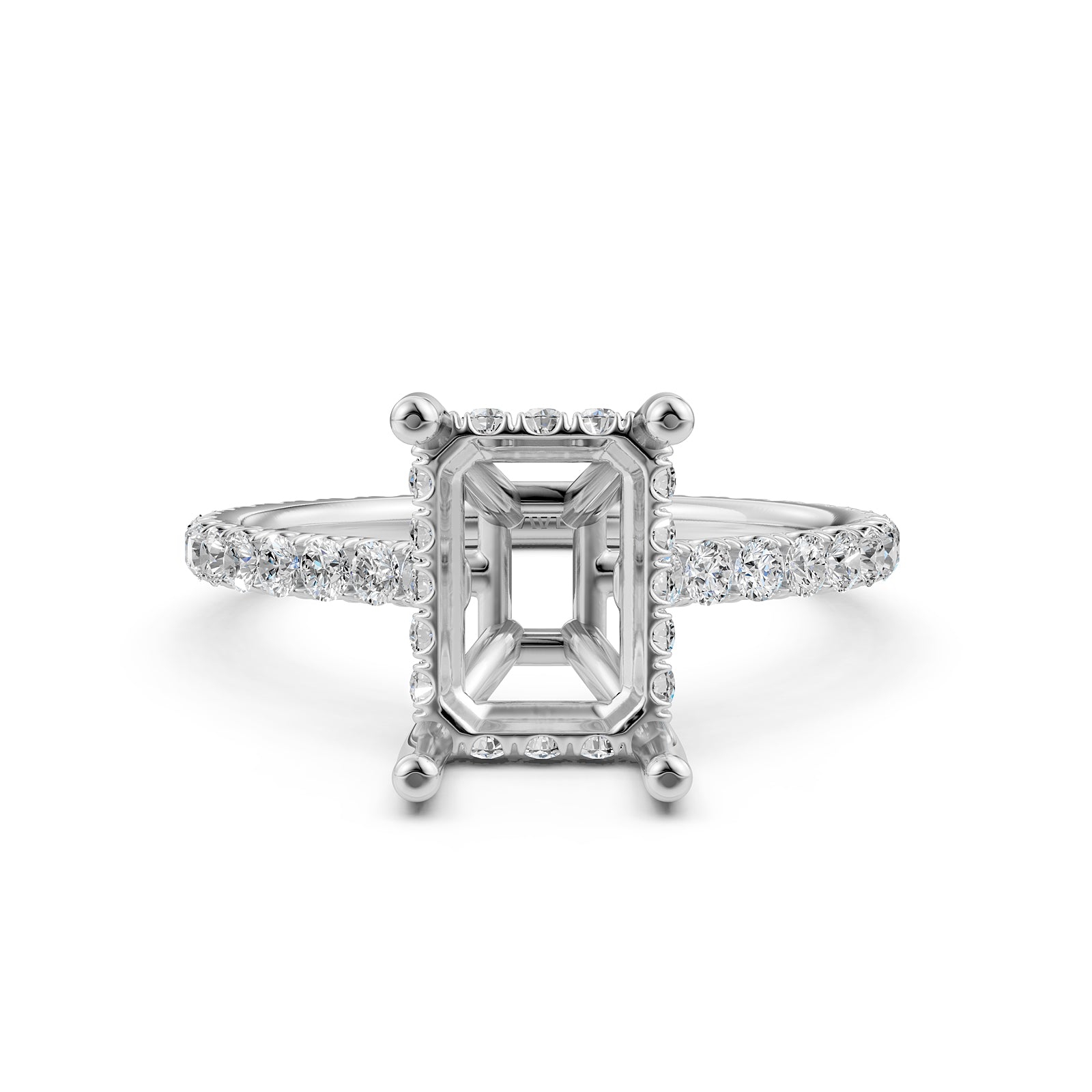 Hidden Halo U Pave Set Semi Mount Lab Grown Diamond Engagement Ring 0.47 Ct.